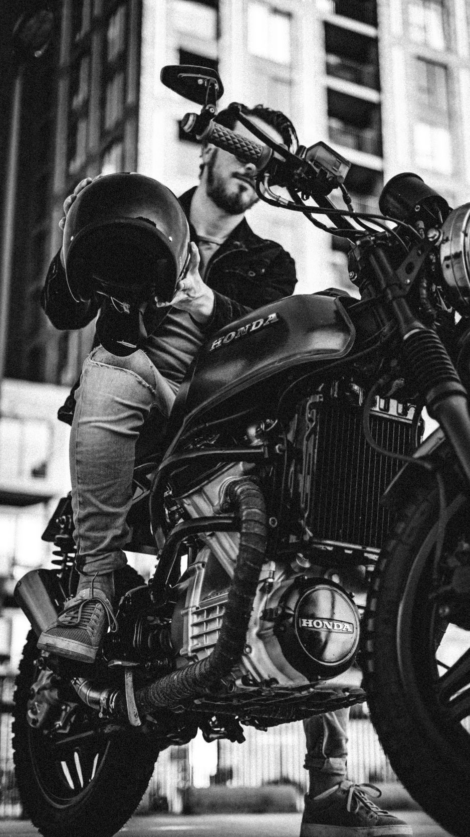 Download wallpaper 938x1668 honda cx500, honda, motorcycle, bike