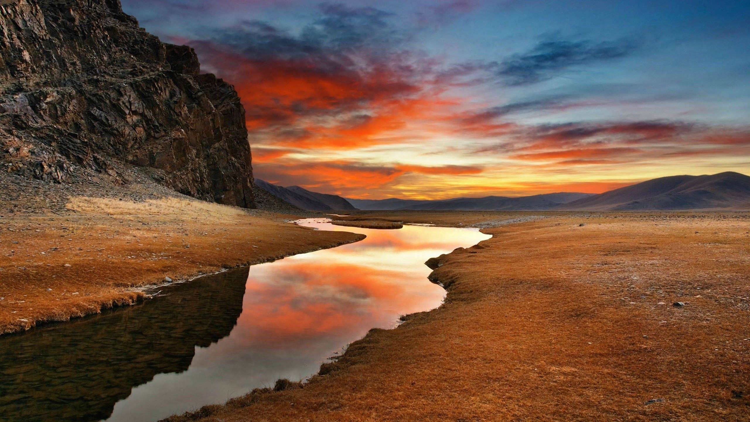 Wallpaper, Sunset, Reflection, High Resolution, HD, Lakemountain