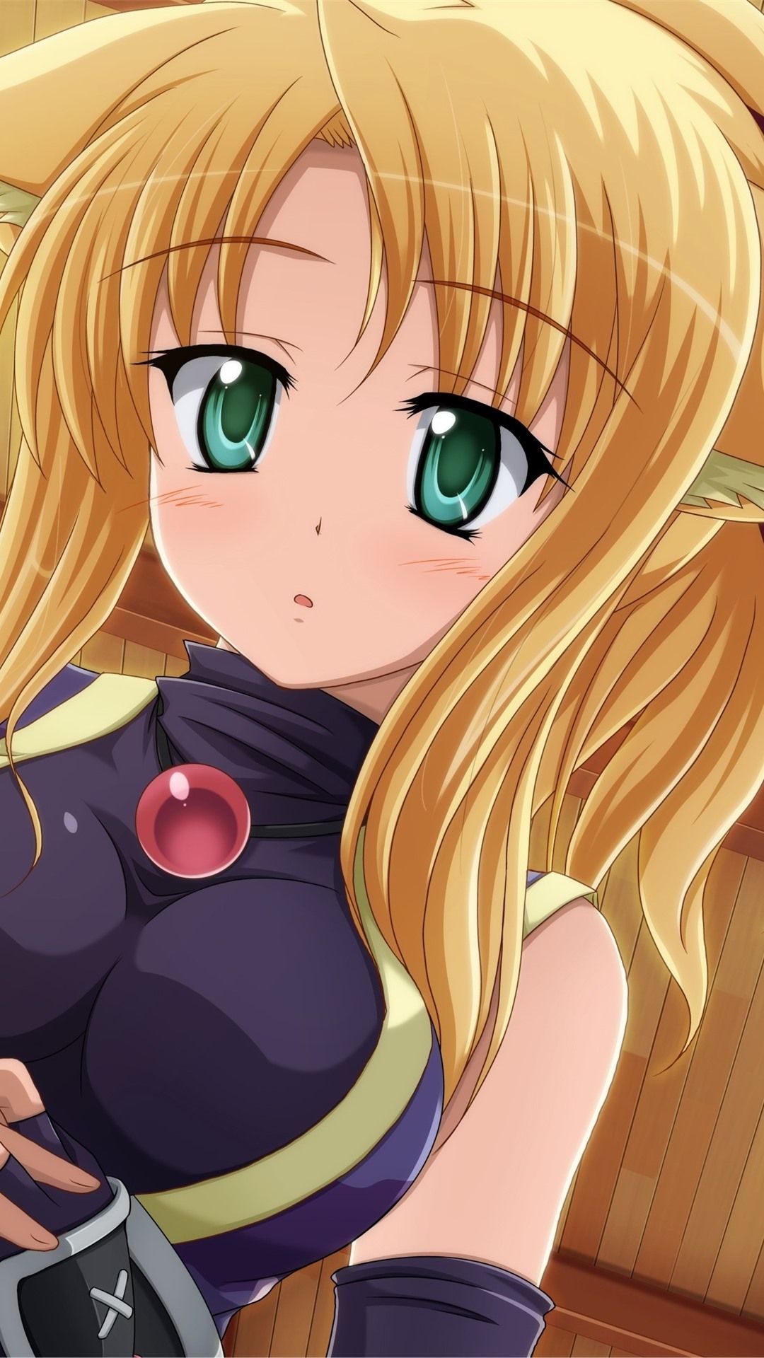 Blonde Anime Girl, Green Eyes, Tail 1080x1920 IPhone 8 7 6 6S Plus