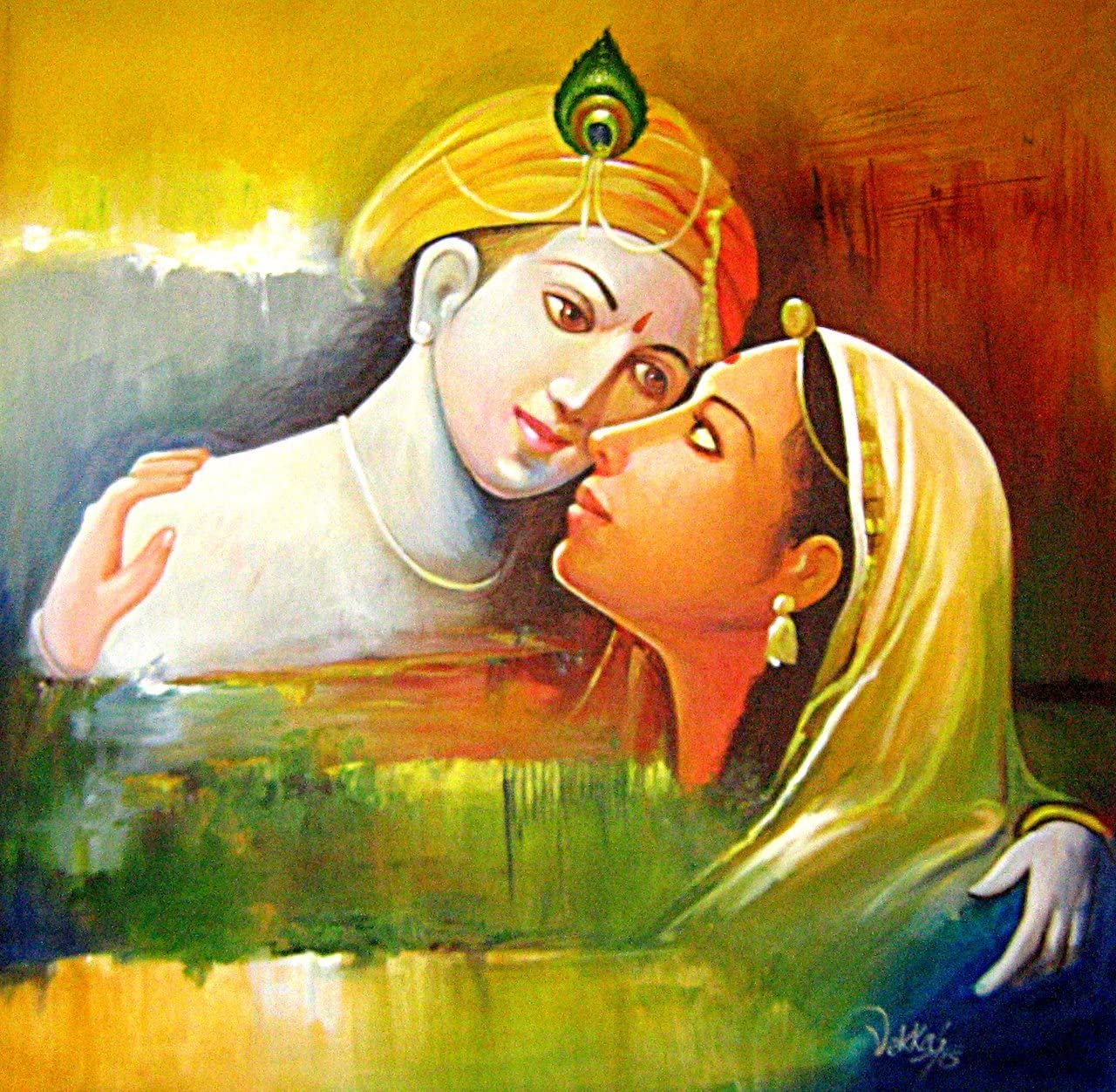 Romantic Radha Krishna 3D Wallpaper