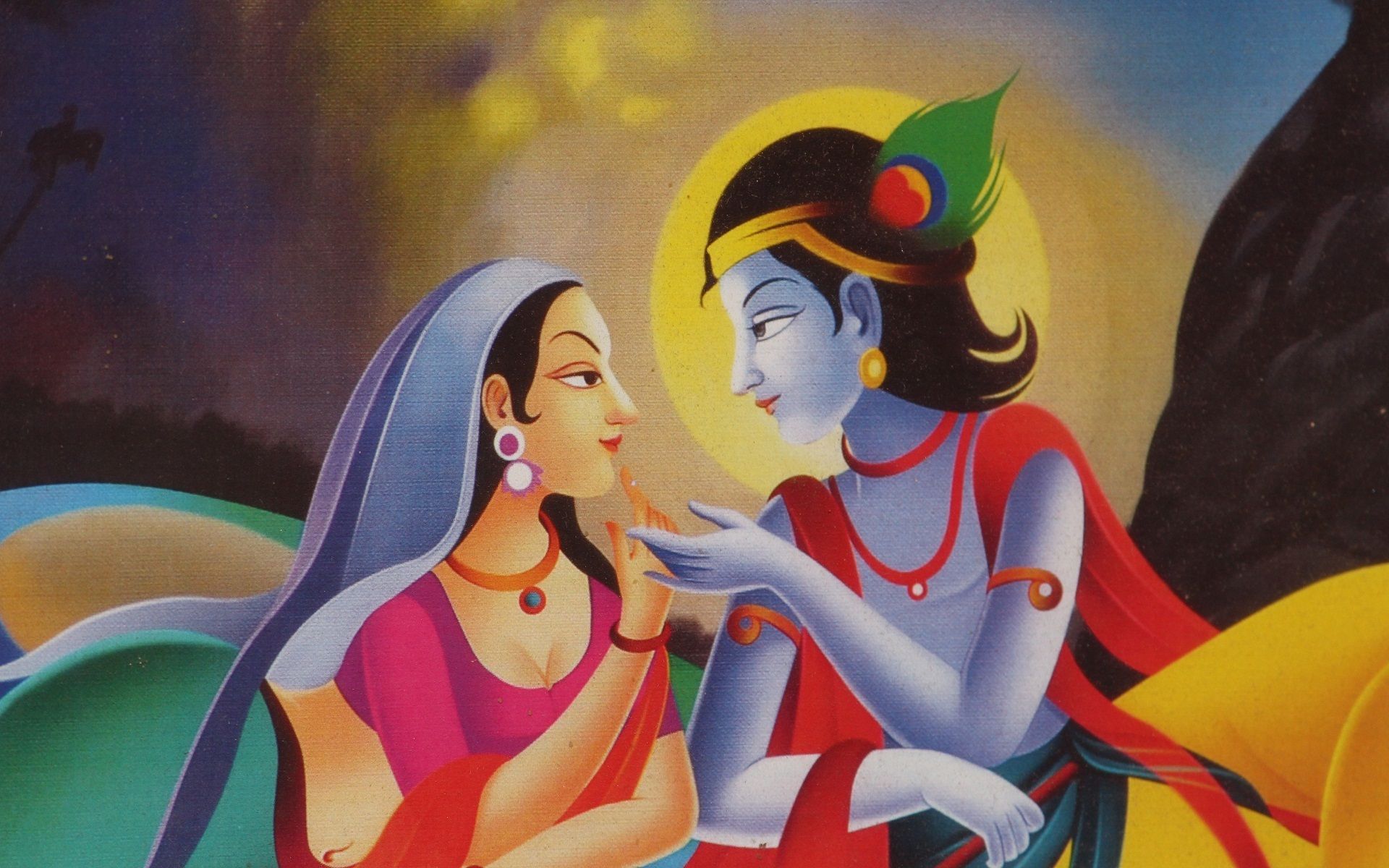 Shri Krishna And Radha Most Beautiful Painting Poster Beautiful Paintings Of Lord Krishna And Radha Wallpaper & Background Download