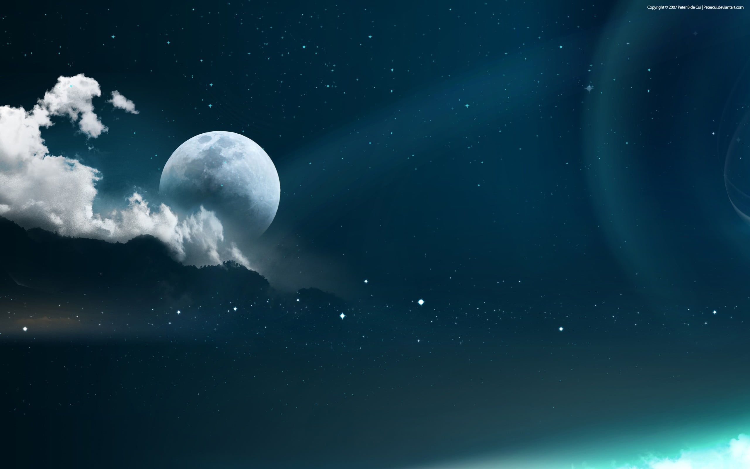 full moon digital wallpaper digital art #space #planet #stars