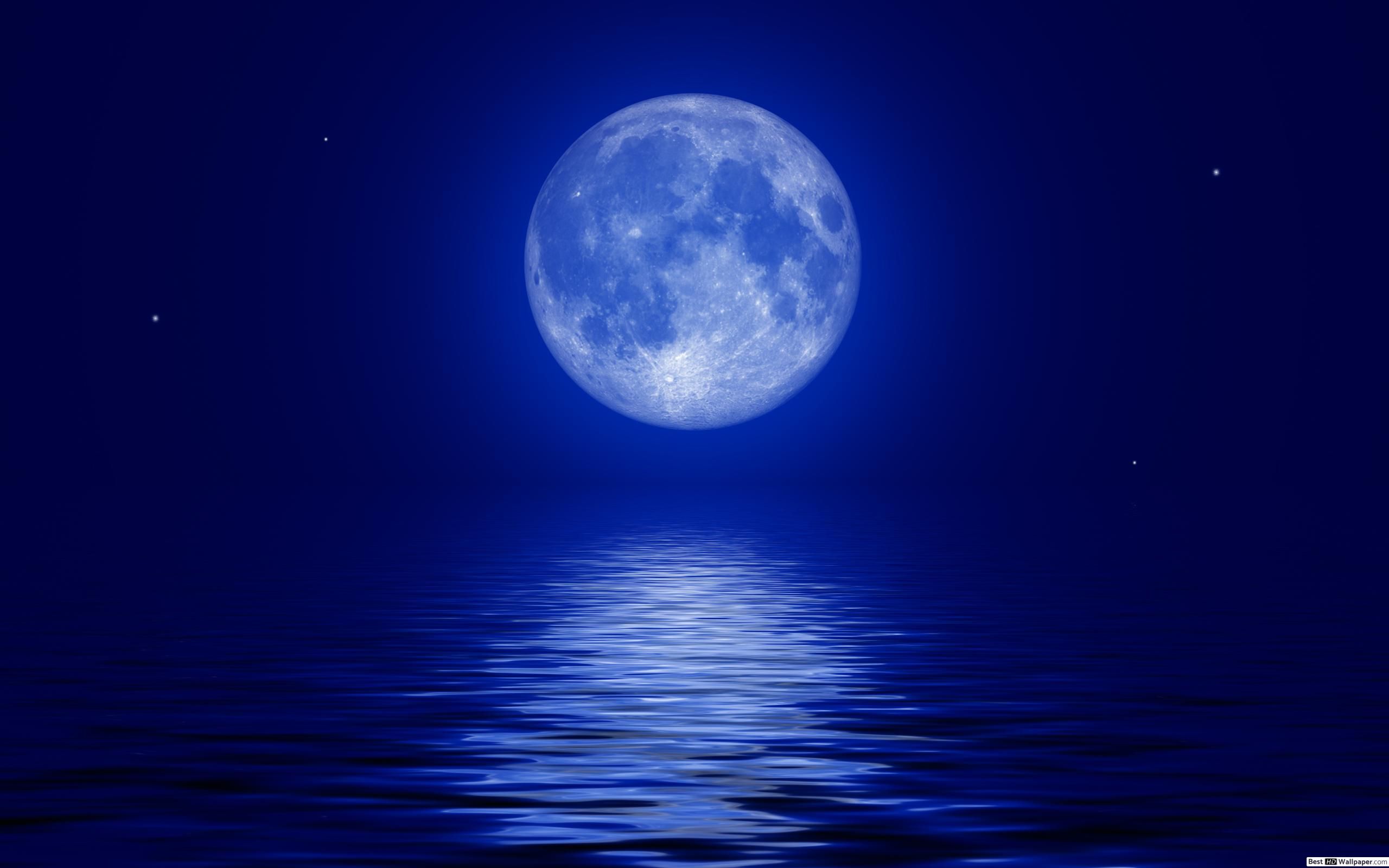 Full Moon over the Sea HD wallpaper download