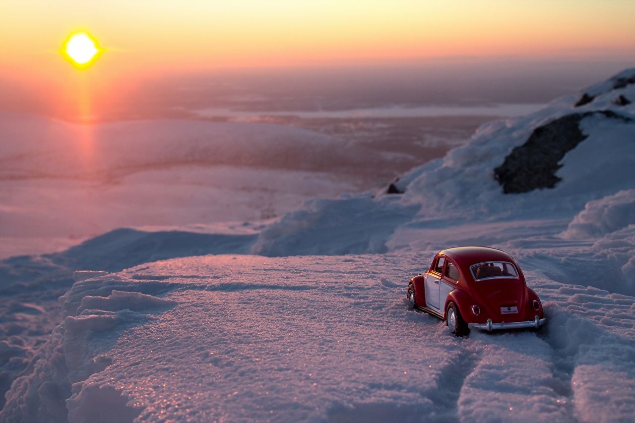 Wallpaper Sun Nature vintage Snow Sunrises and sunsets Cars toy