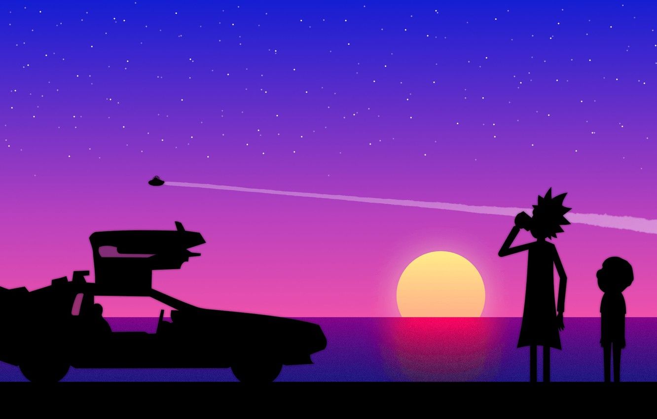 Wallpaper car, water, the sun, space, stars, flight, sunset, trail