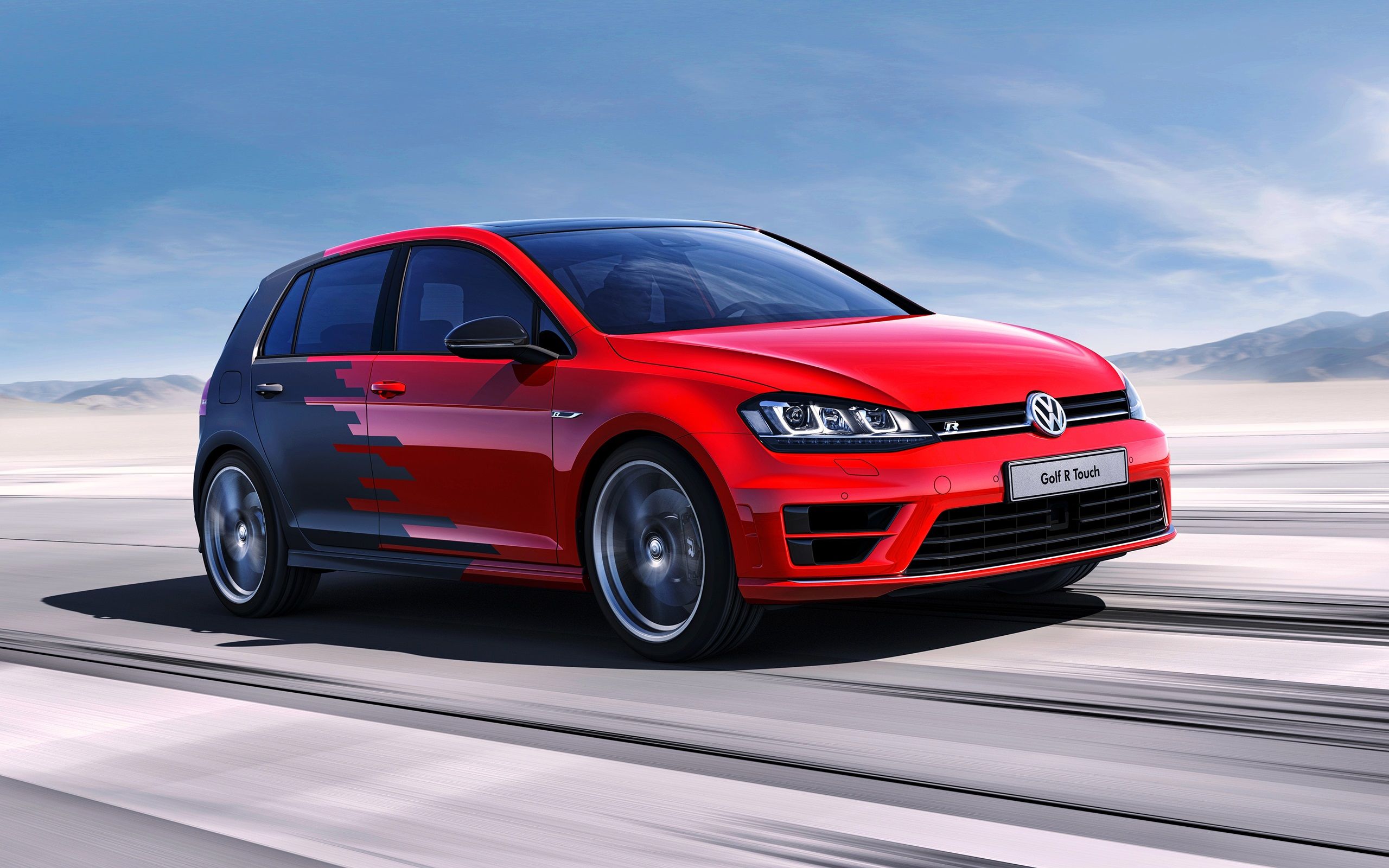 Wallpaper Volkswagen Golf R concept red car speed 2560x1600 HD