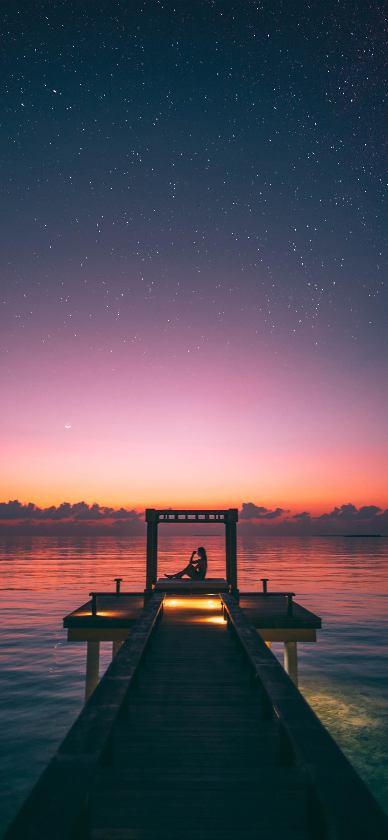 A starry night in the Maldives A surreal moment. iPhone X Wallpaper Free Download