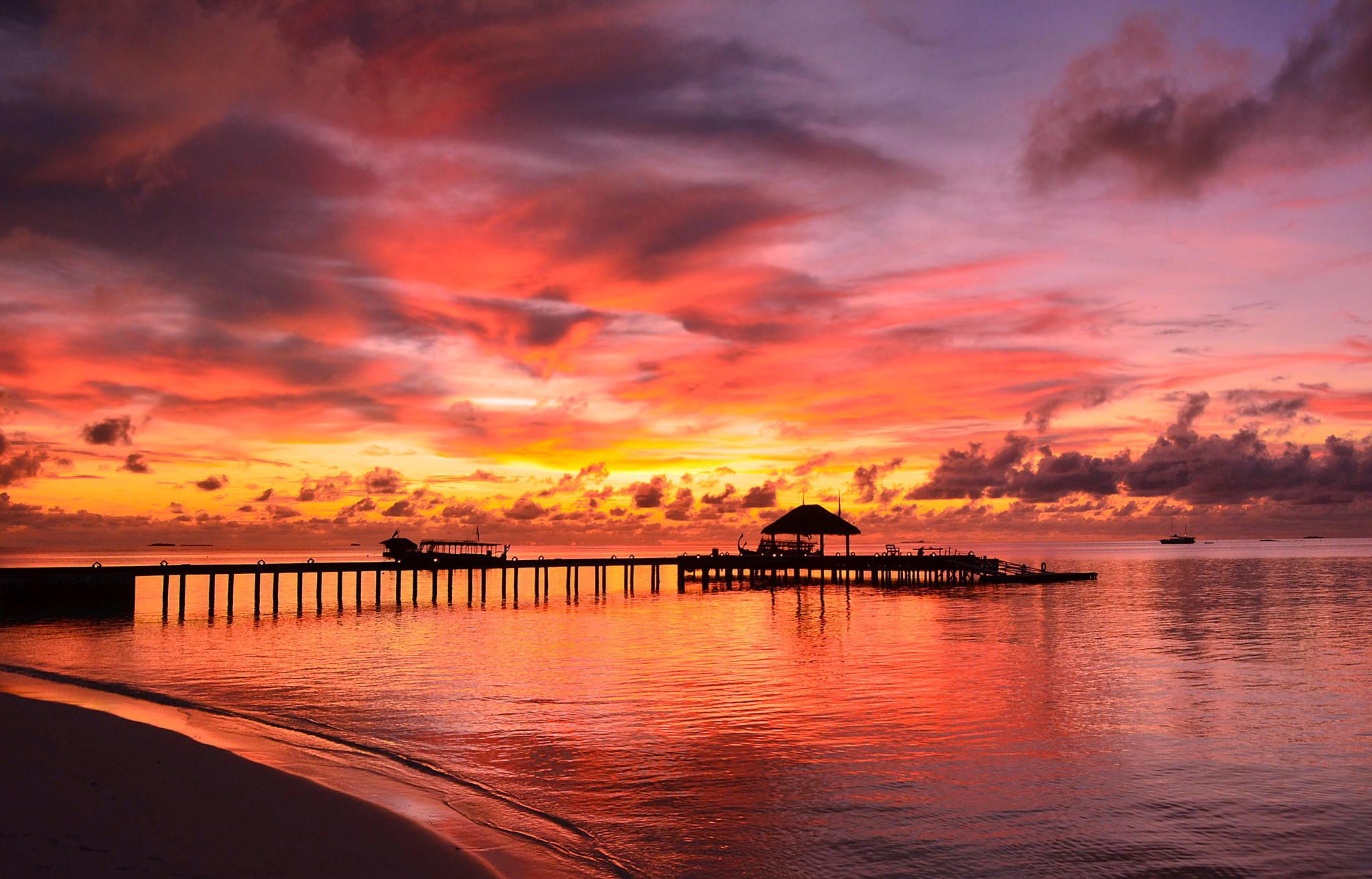 Picture Maldives Sea Nature Sunrises and sunsets Coast Marinas