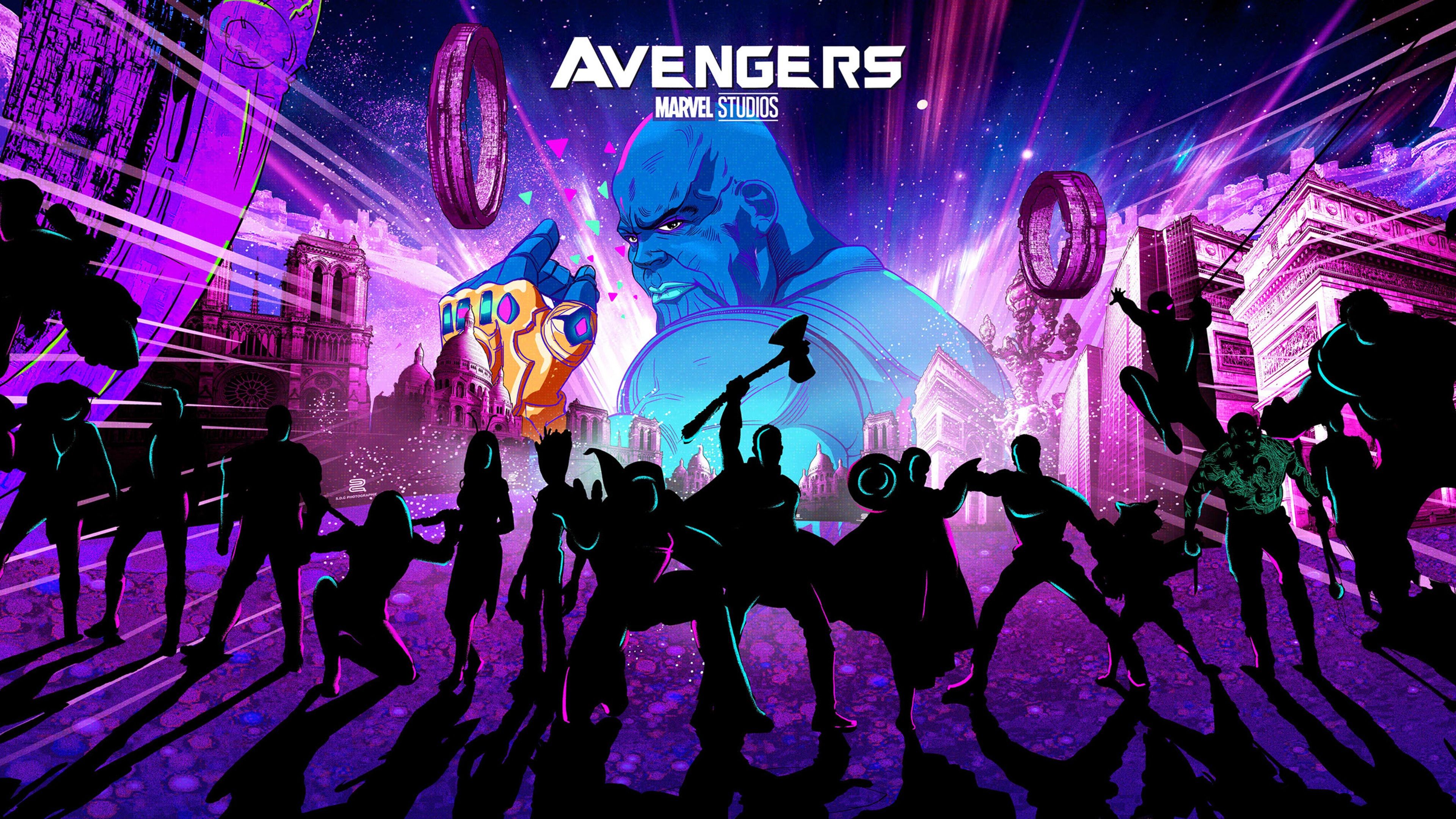 Avengers Endgame 2019 Retro Artwork 4K 3840x2160 Ultra HD Wallpaper