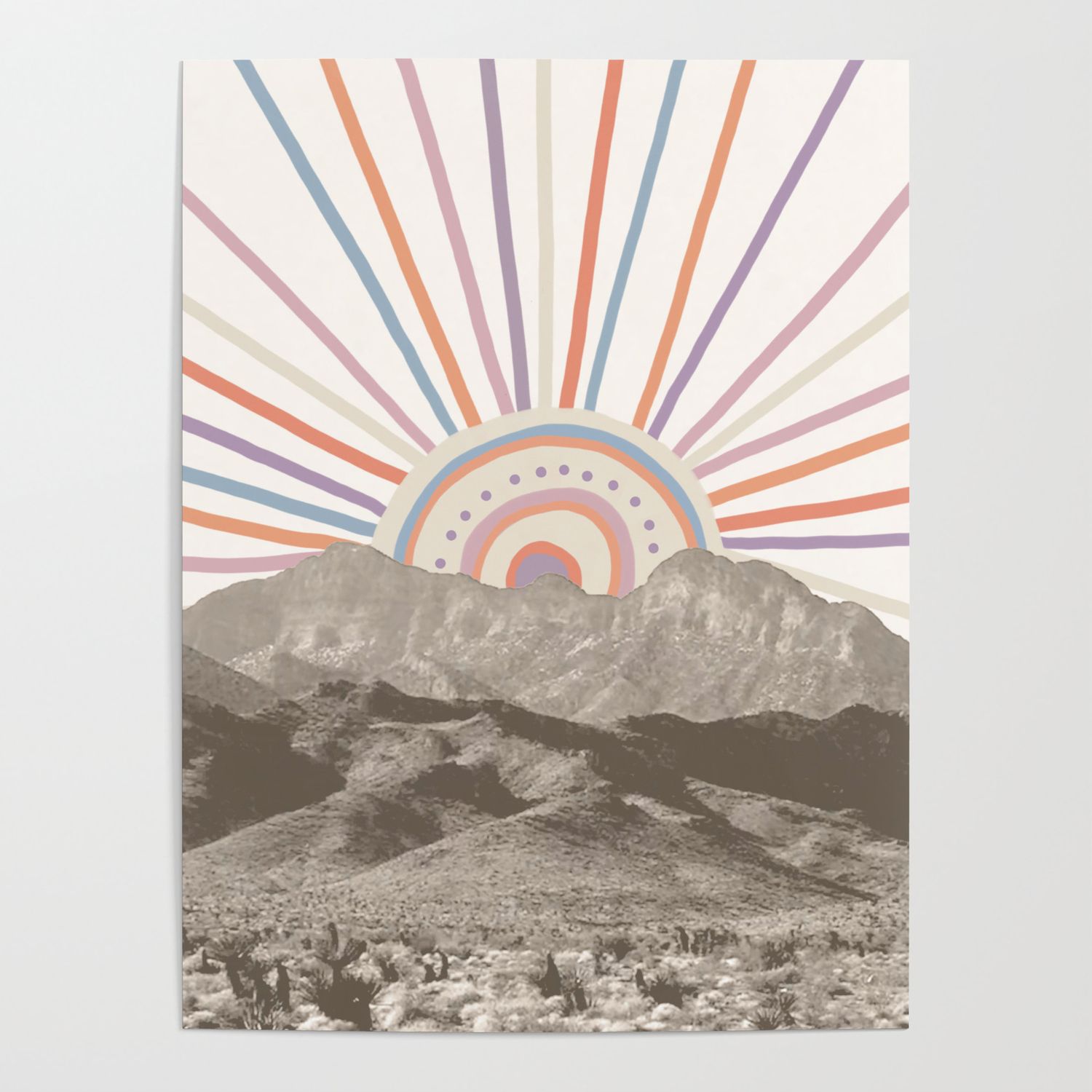 Bohemian Tribal Sun / Abstract Vintage Mountain Happy Summer Vibes
