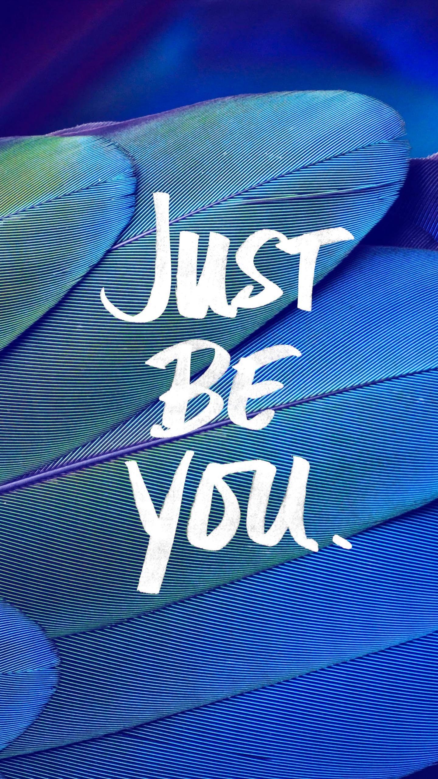 Just Be You Quote Feathers Blue 4K Wallpaper