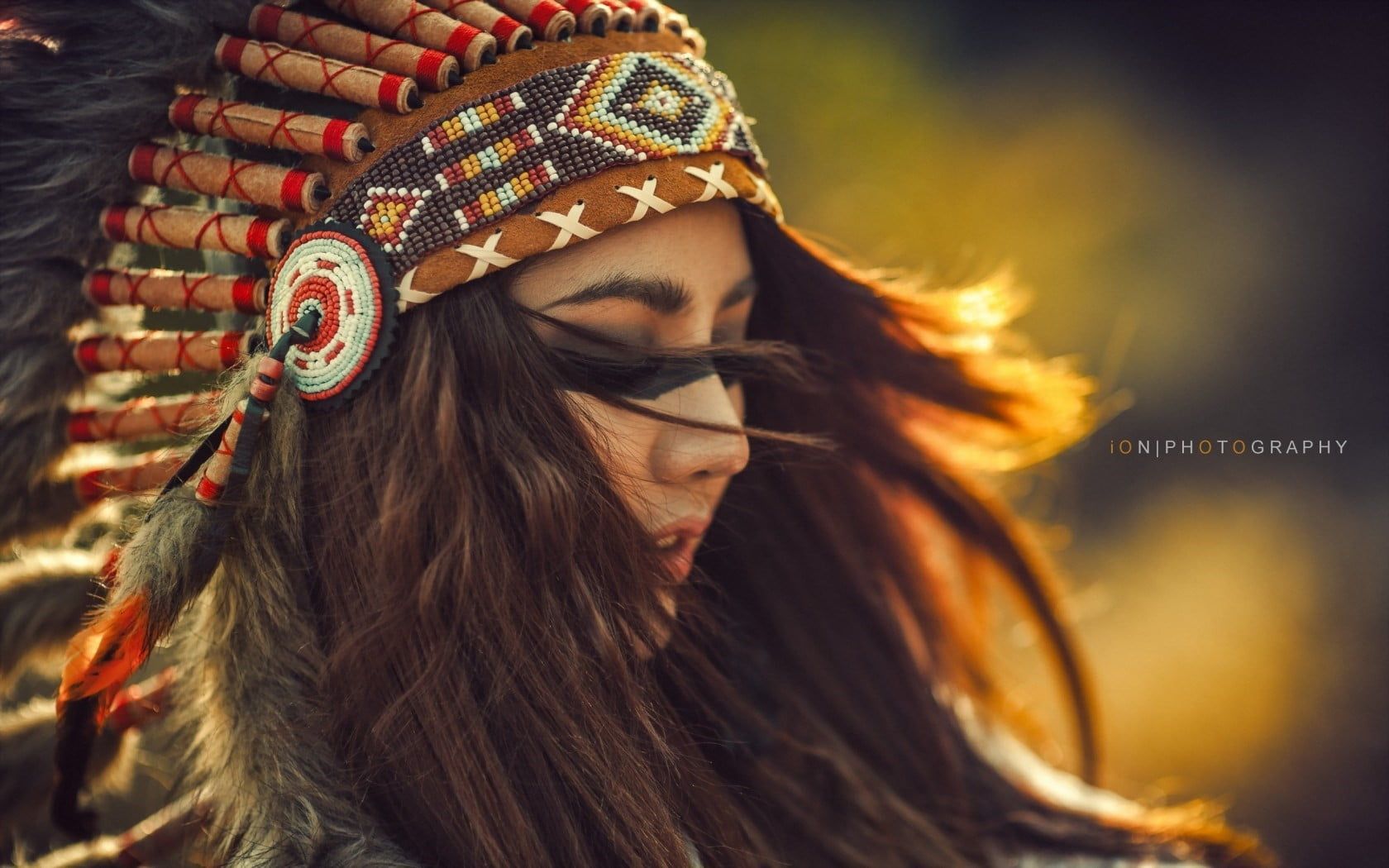 brown, red, and white tribal headdress #brunette #headdress indian