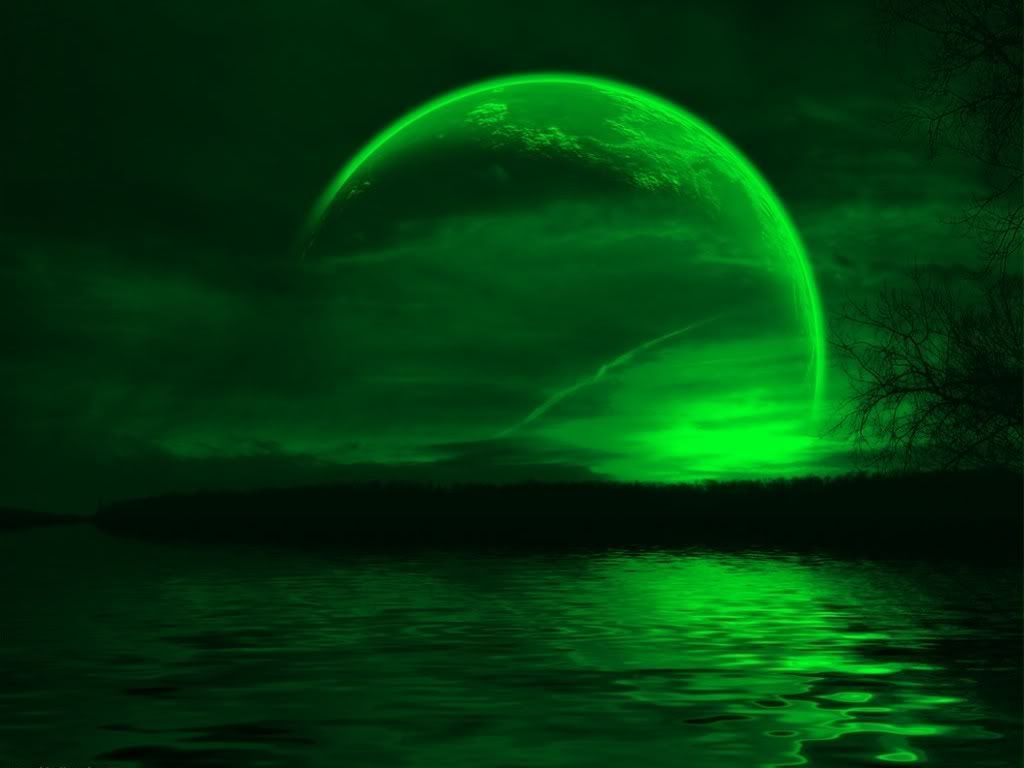 Green Moon Abstract Black Lake Landscapes Nautre 1024×768