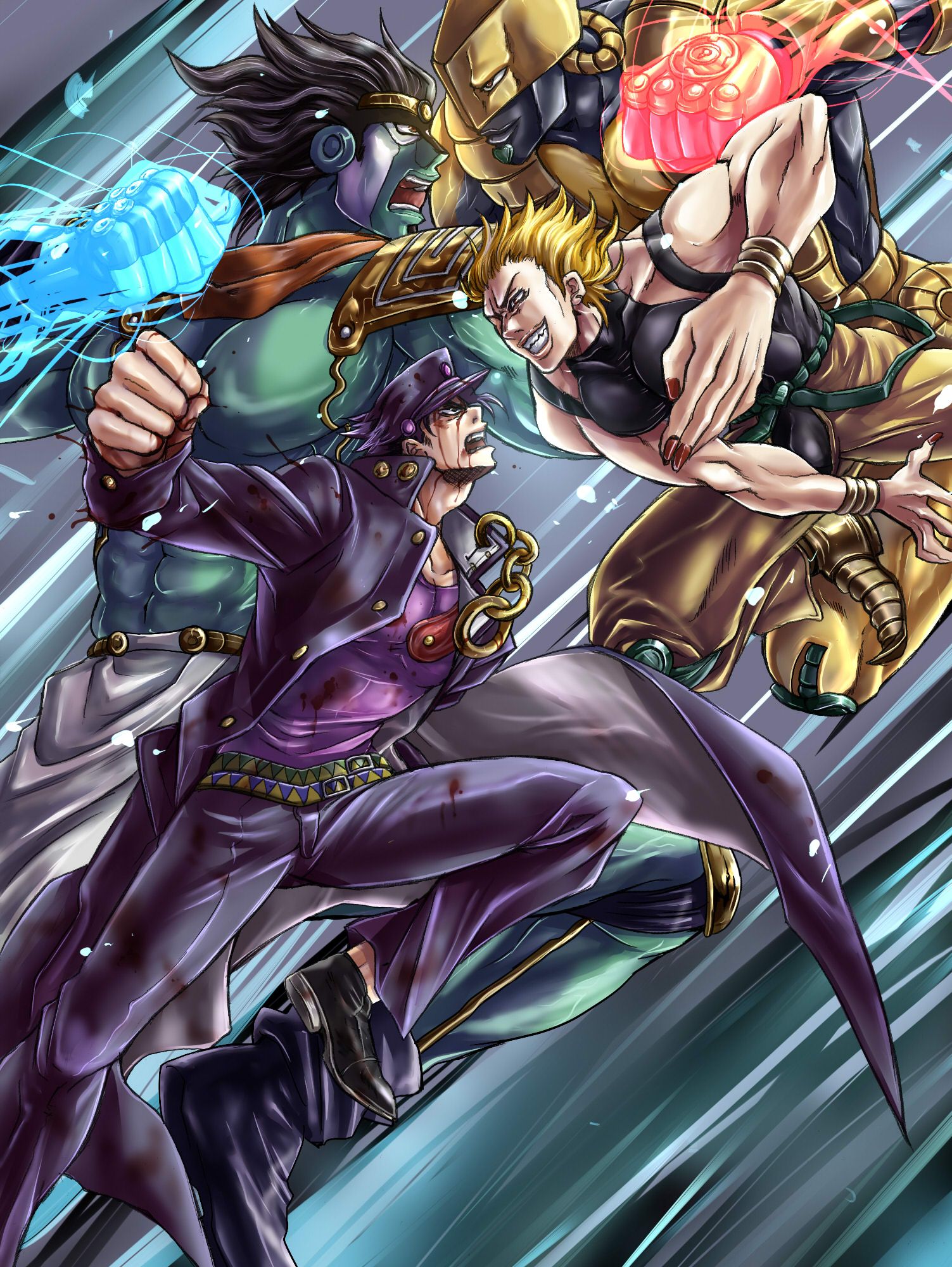 kuujou joutarou, dio brando, star platinum, and the world jojo no