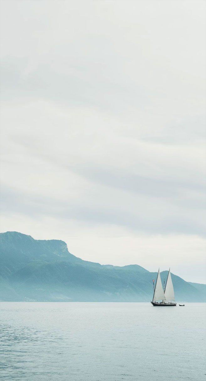 Sailing boat mountain iPhone wallpaper, iphone background
