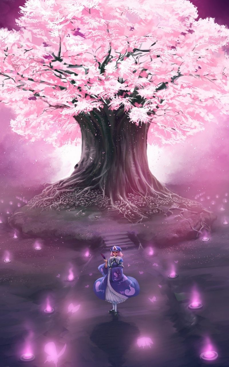 Free download video games Touhou cherry blossoms trees anime