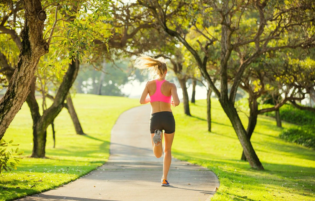 Wallpaper woman, park, workout, running, jogging image