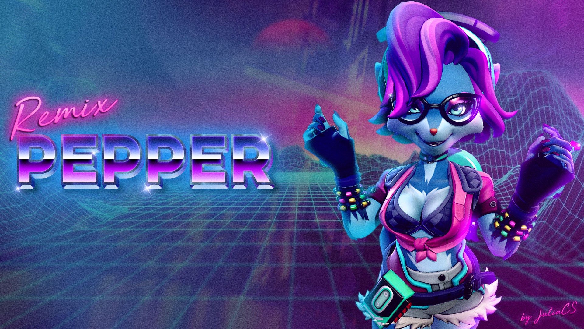 Retrowave Remix Pepper Wallpaper