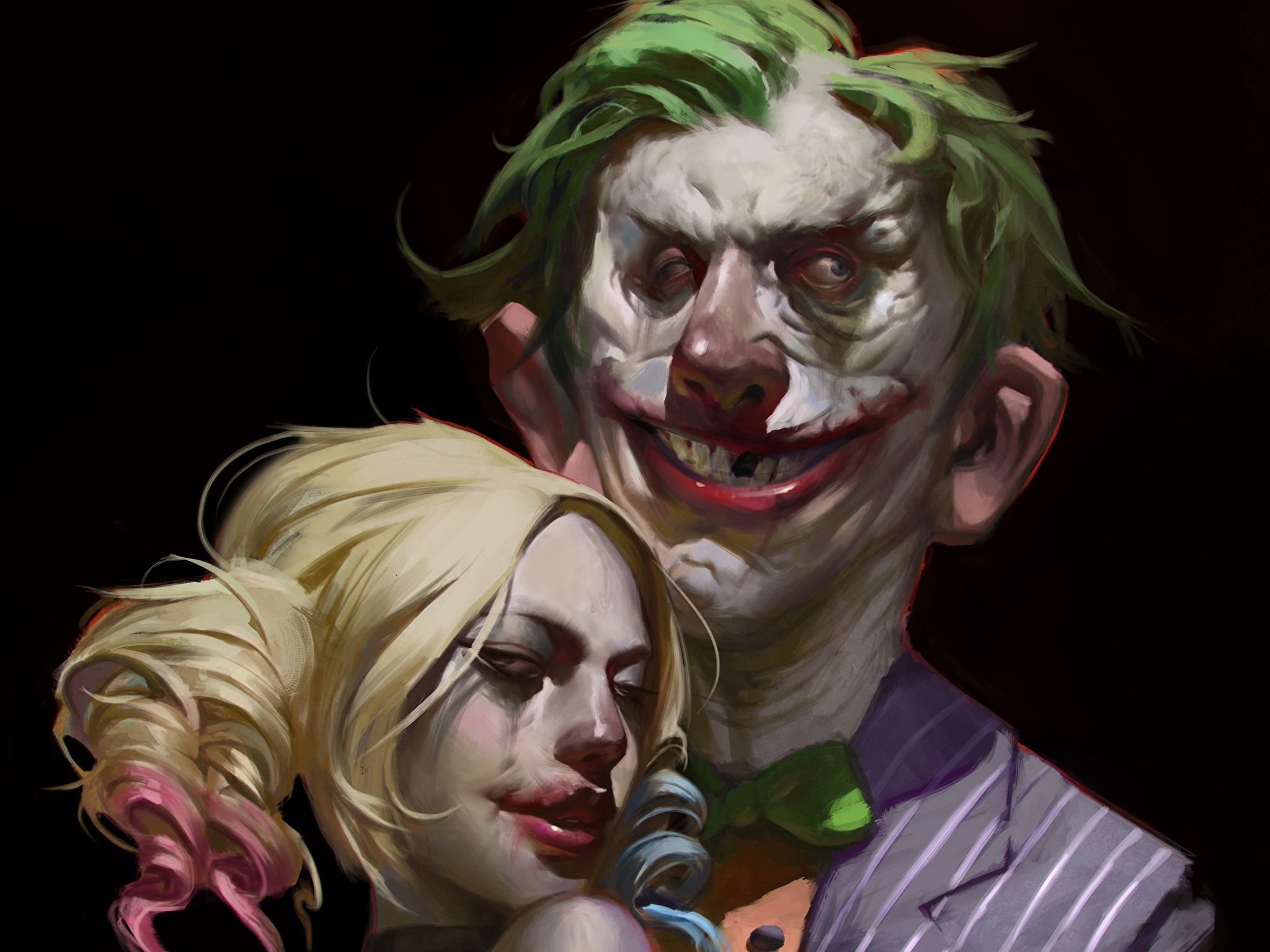 Desktop Wallpaper superheroes Joker hero Blonde girl 2048x1536