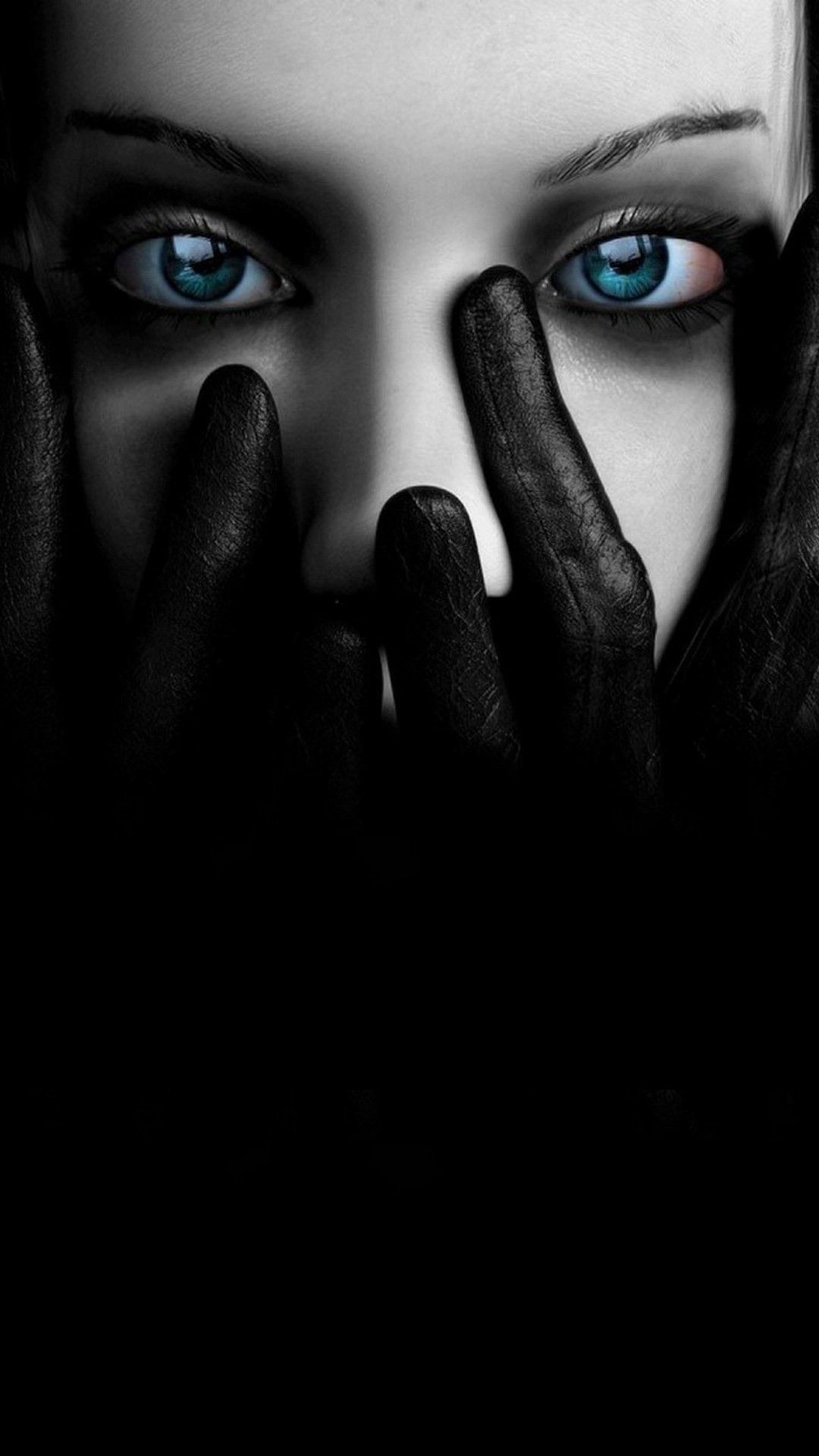 Covering her face with leather gloves htc one wallpaper
