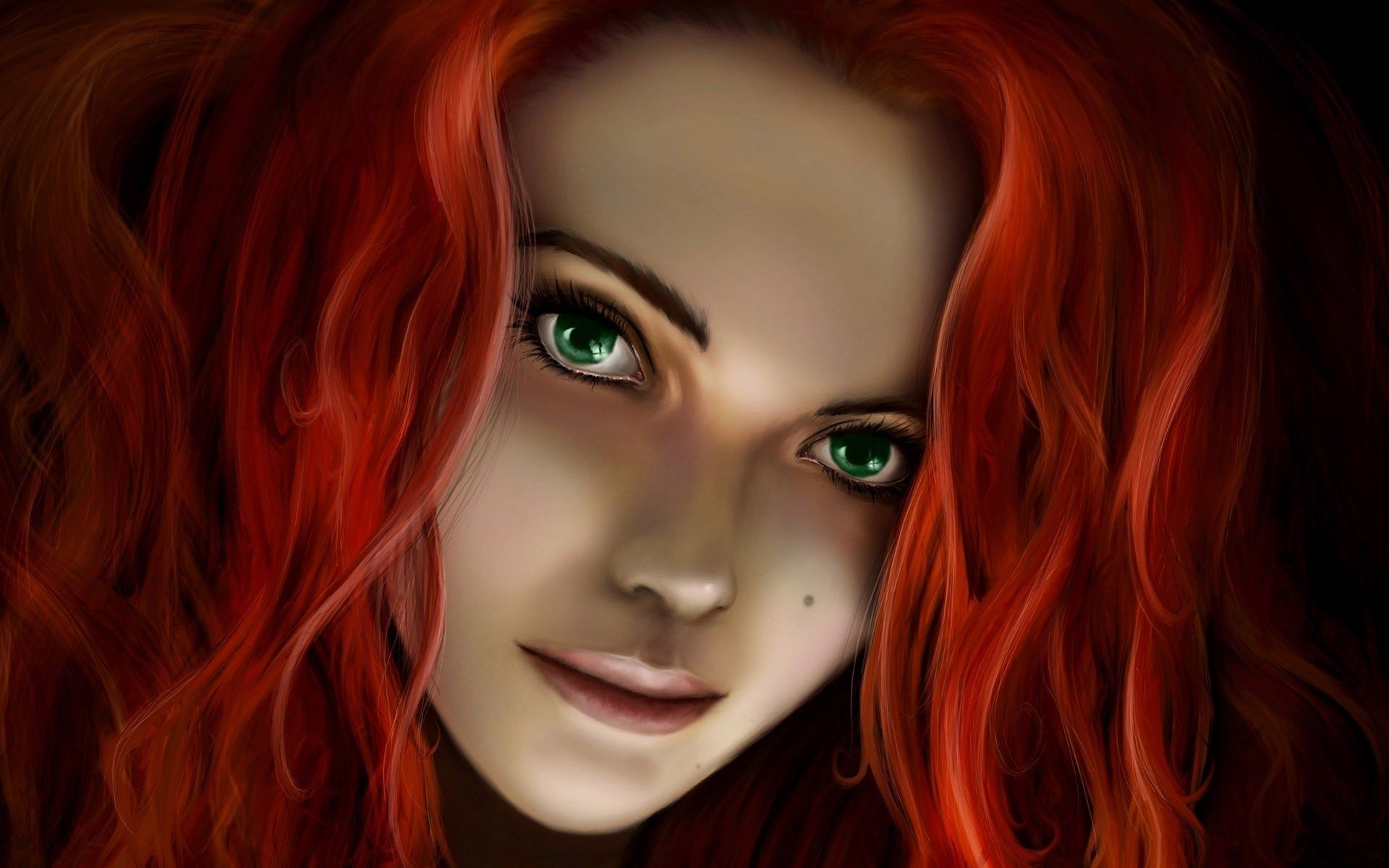 Girl Redhead Art wallpaperx1200