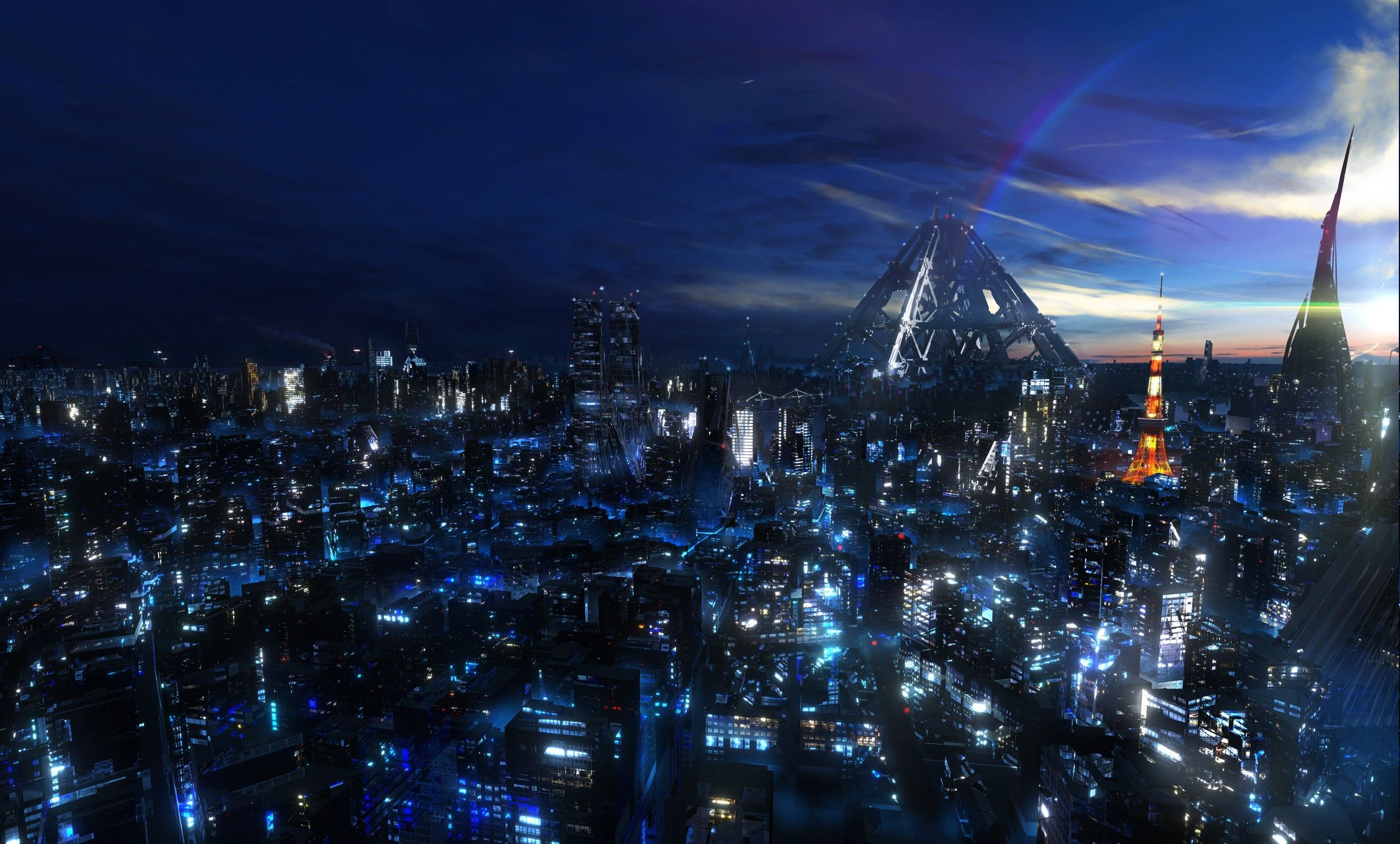 cityscape, Night, Guilty Crown, Anime .wallup.net