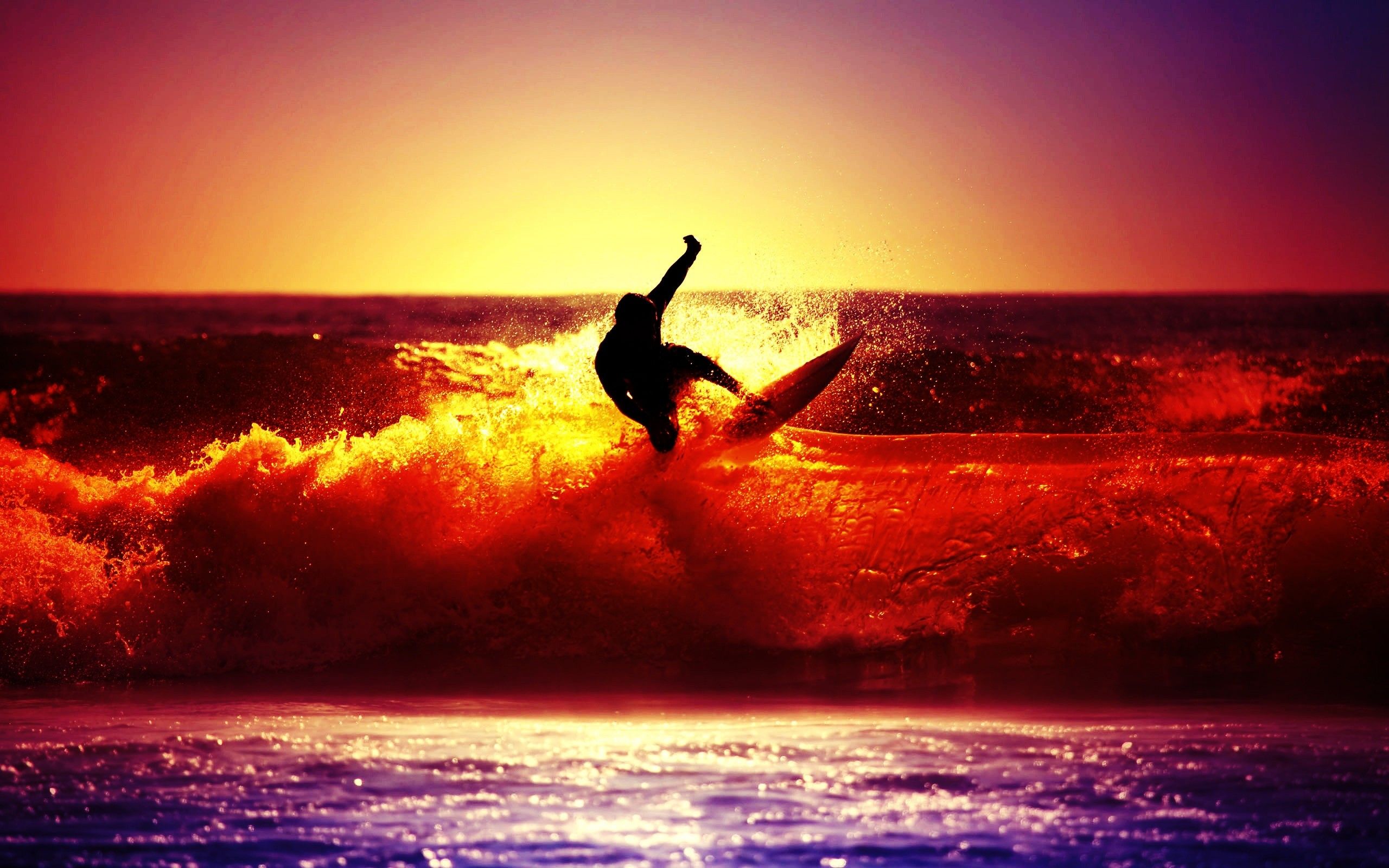 Surfing With Sunset HD Wallpaper