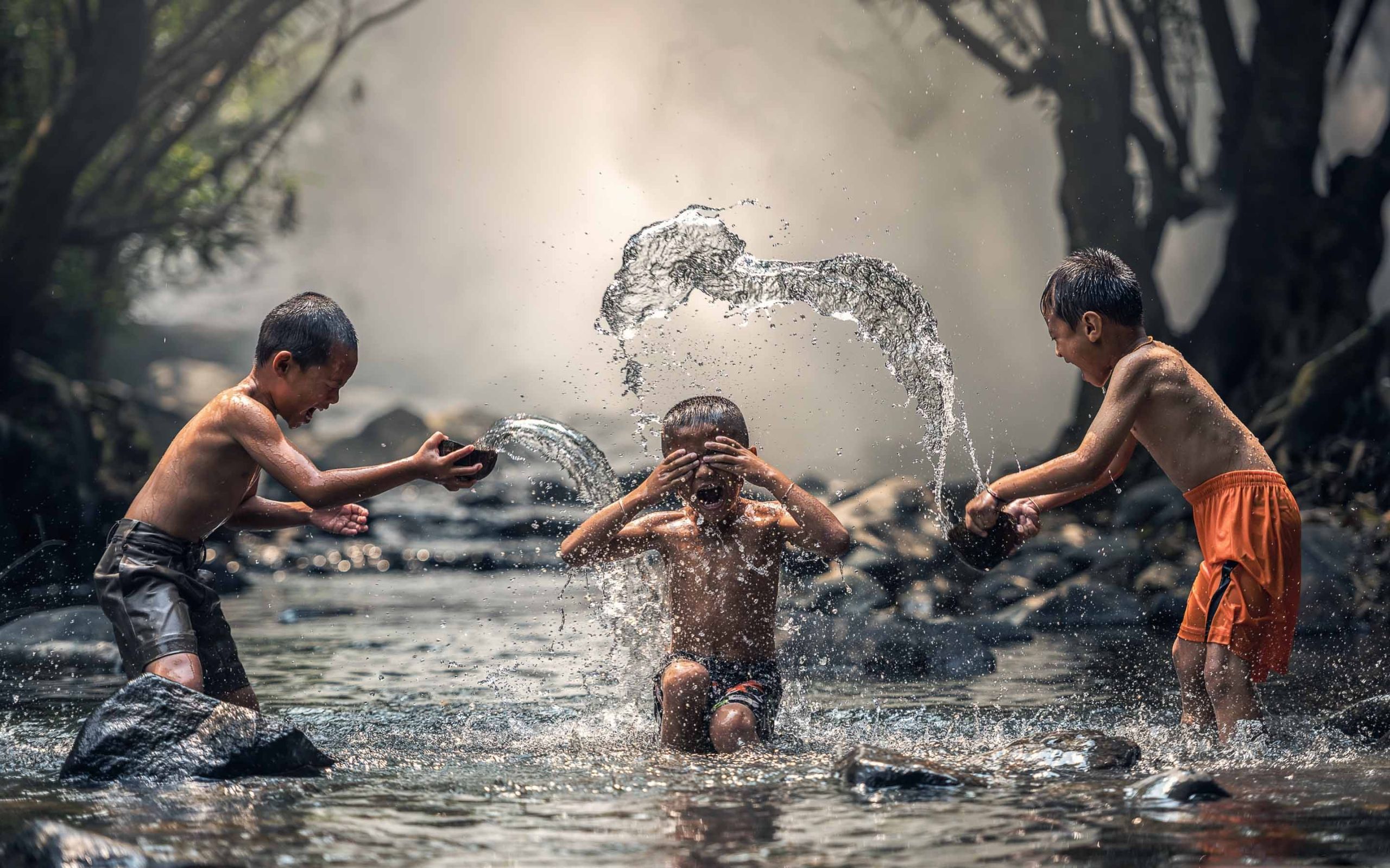 Kids Playing With Water MacBook Air Wallpaper Download