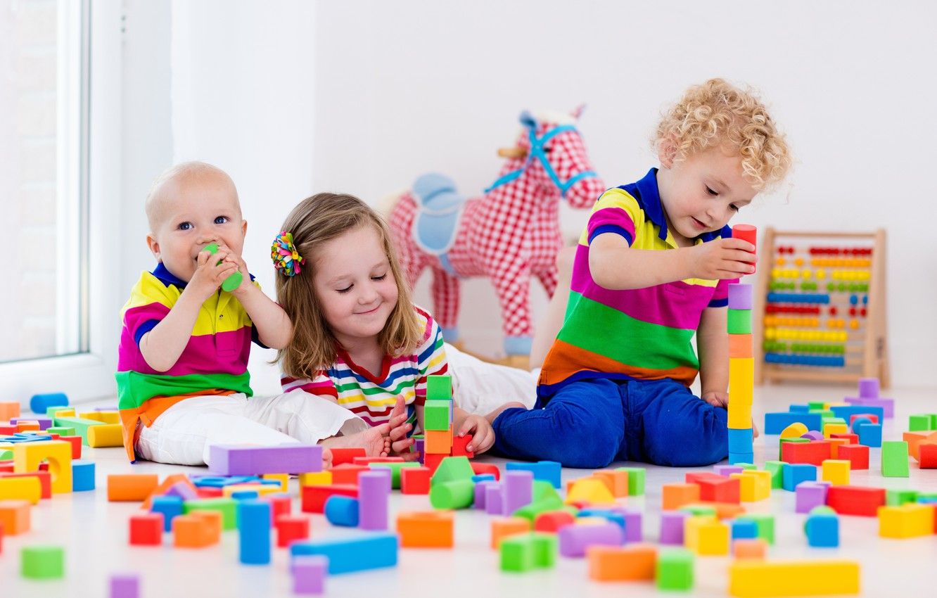 Wallpaper children, the game, colorful, designer, toy, blocks