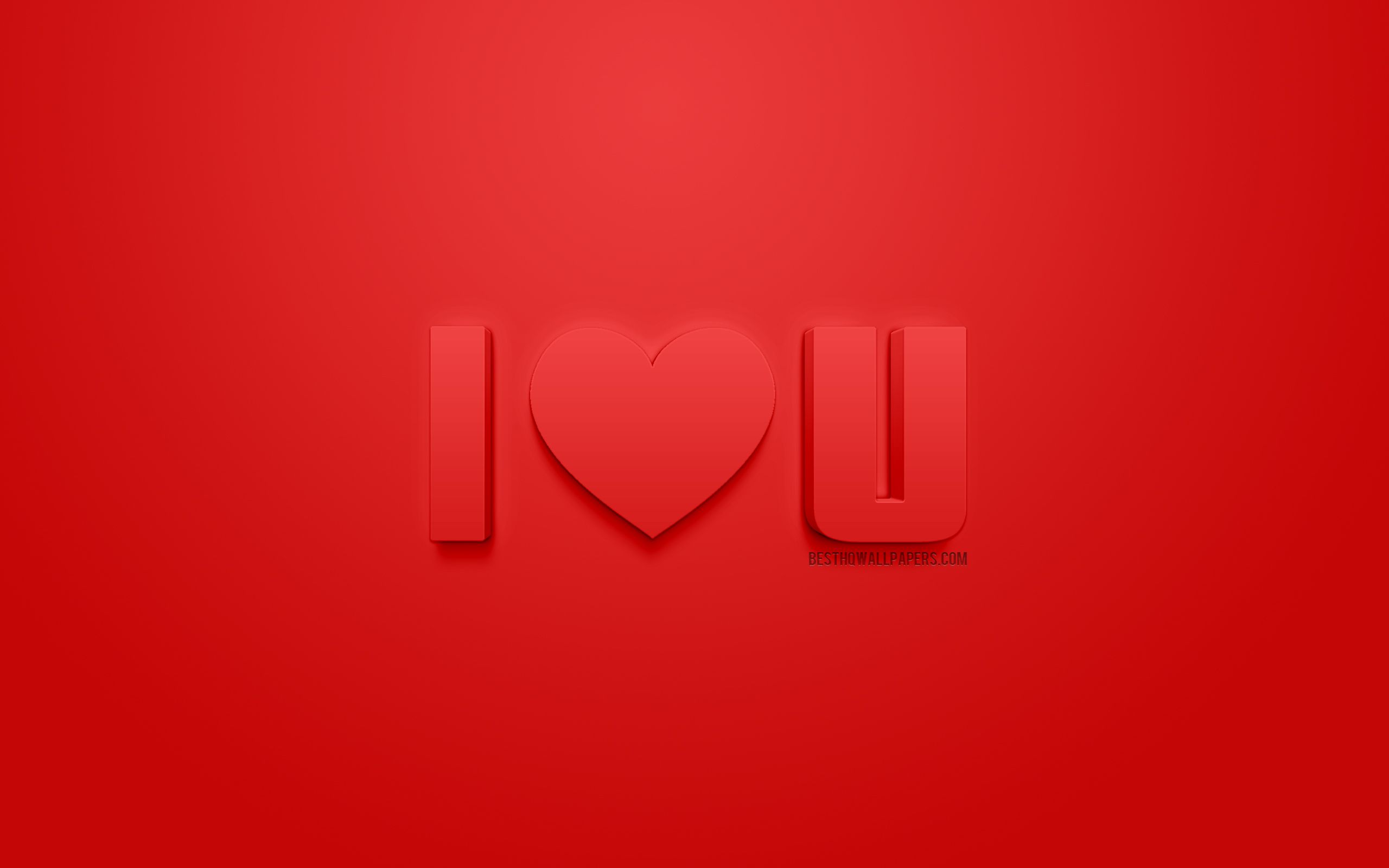 Download wallpaper I Love You, red 3D art, romance, 3D letters