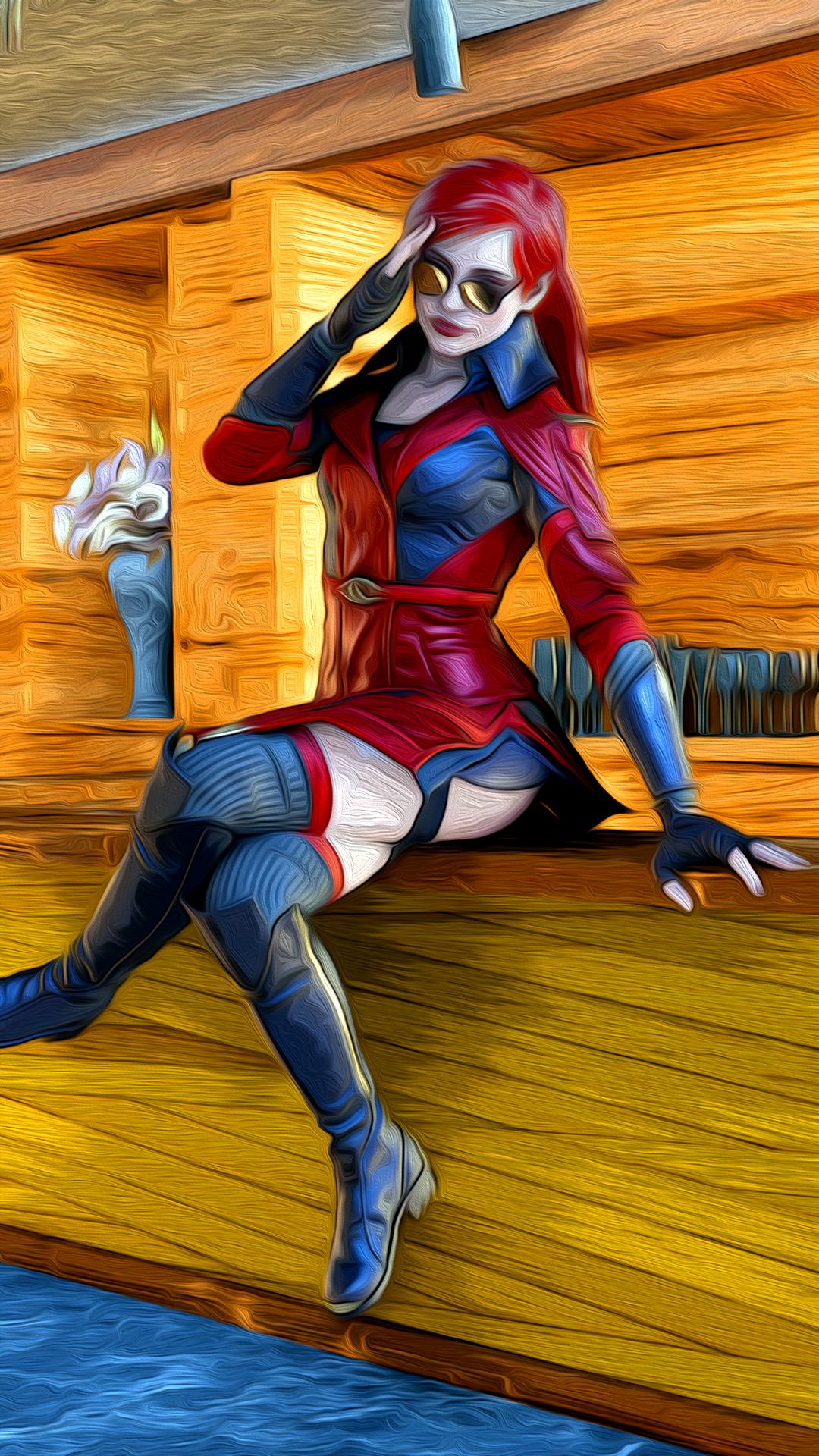 Skarlet, Ready for Beauty, Phone Wallpaper Oil Paint and Comic