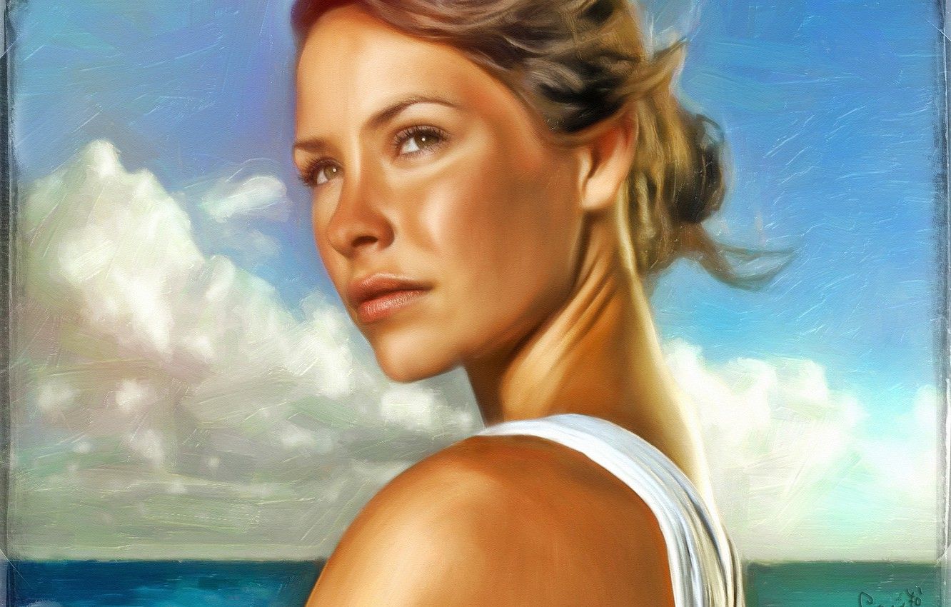 Wallpaper sea, figure, portrait, art, Lost, Evangeline Lilly, To