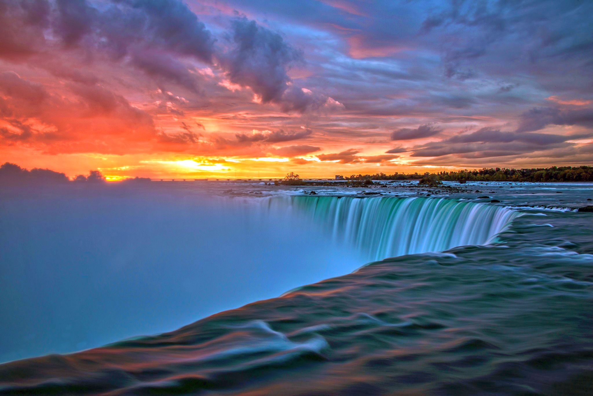 Waterfall at Sunset HD Wallpaper. Background Imagex1367