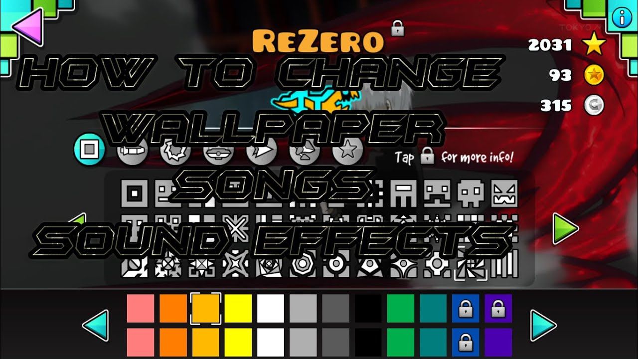 Geometry Dash to change the wallpaper, songs and sound