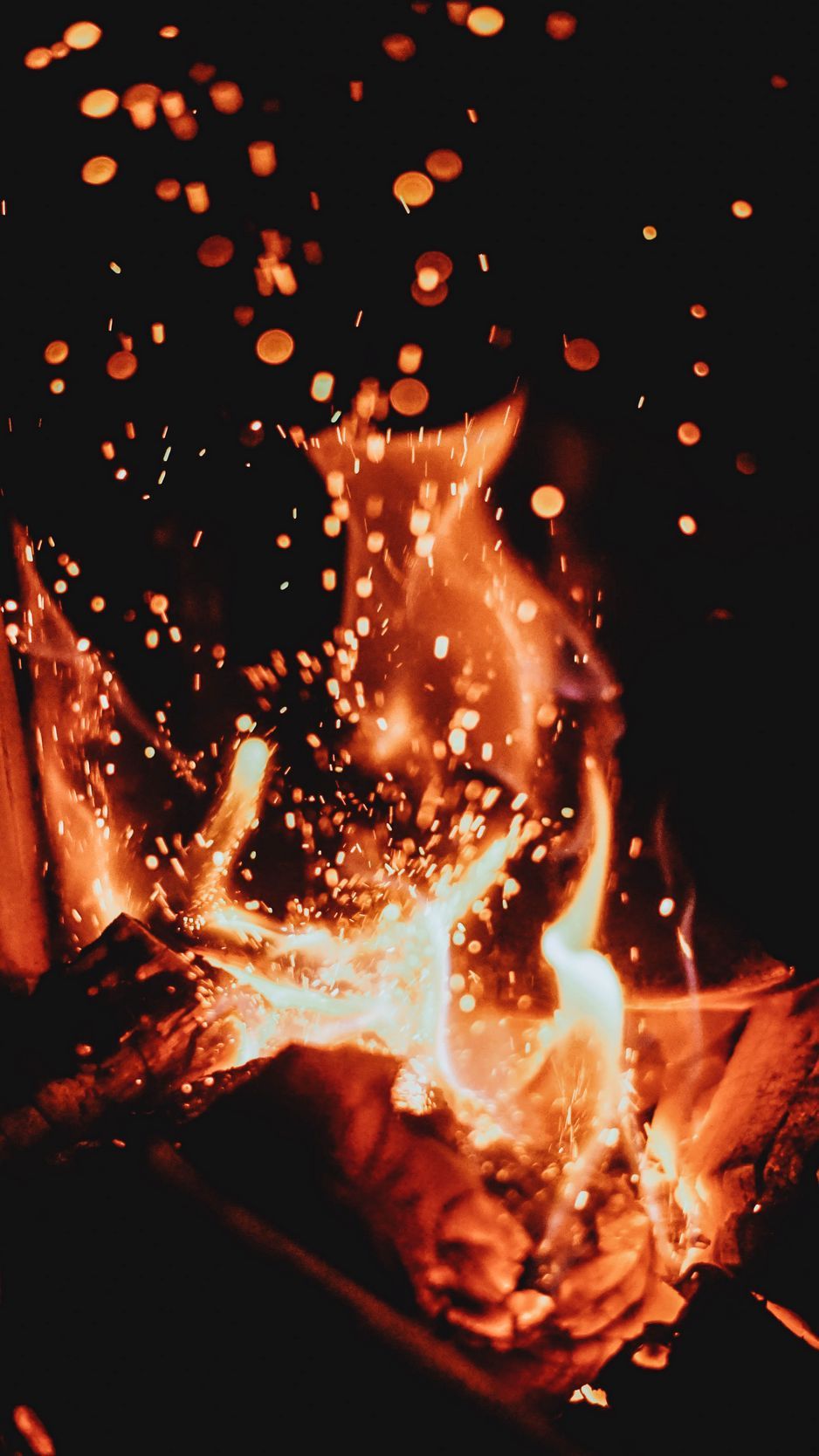 Download wallpaper 938x1668 bonfire, flame, fire, sparks iphone 8