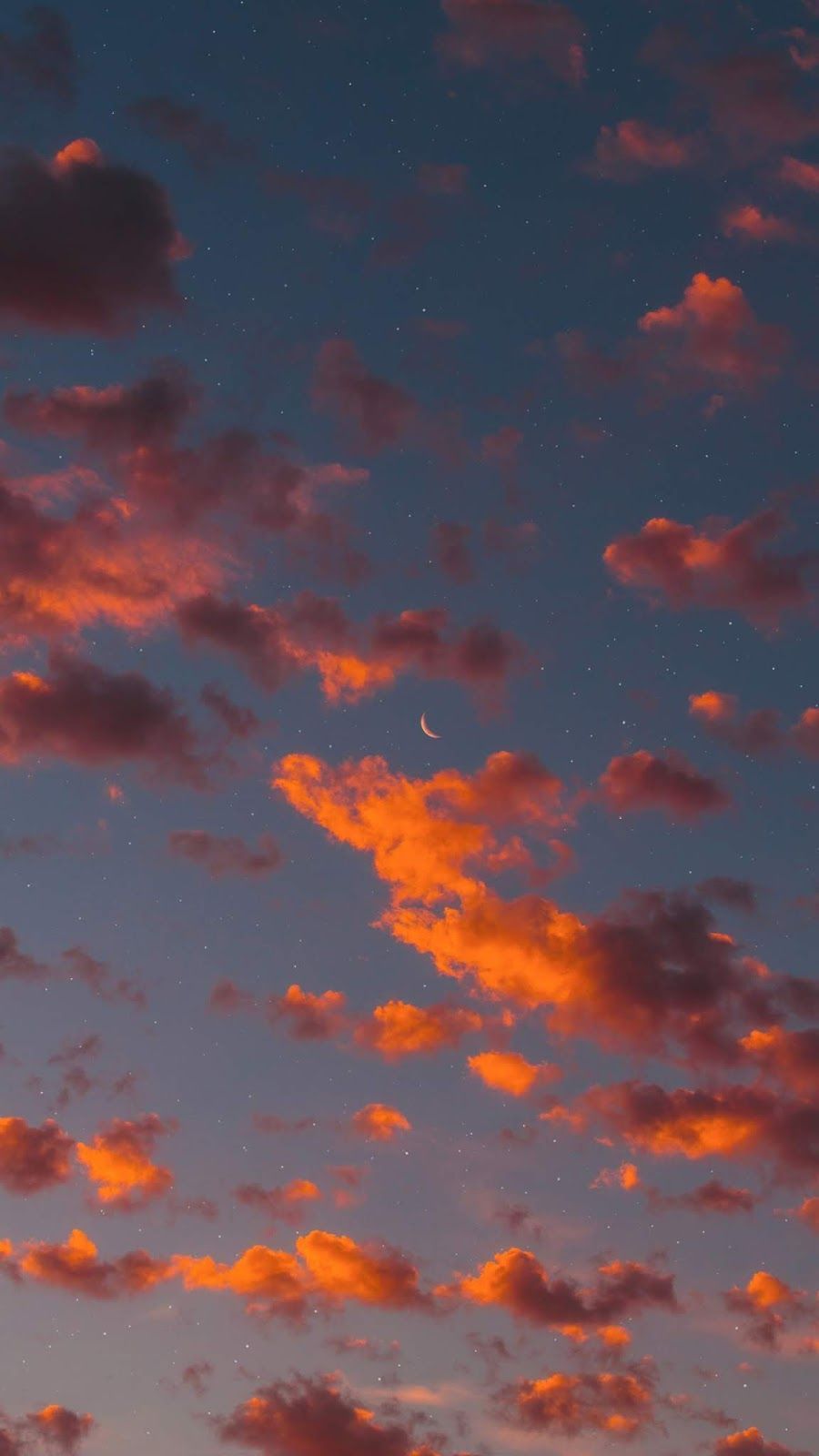 List of Best Orange Anime Wallpaper IPhone Crescent moon in the sunset sky. Sky aesthetic, Aesthetic wallpaper, Cloud wallpaper