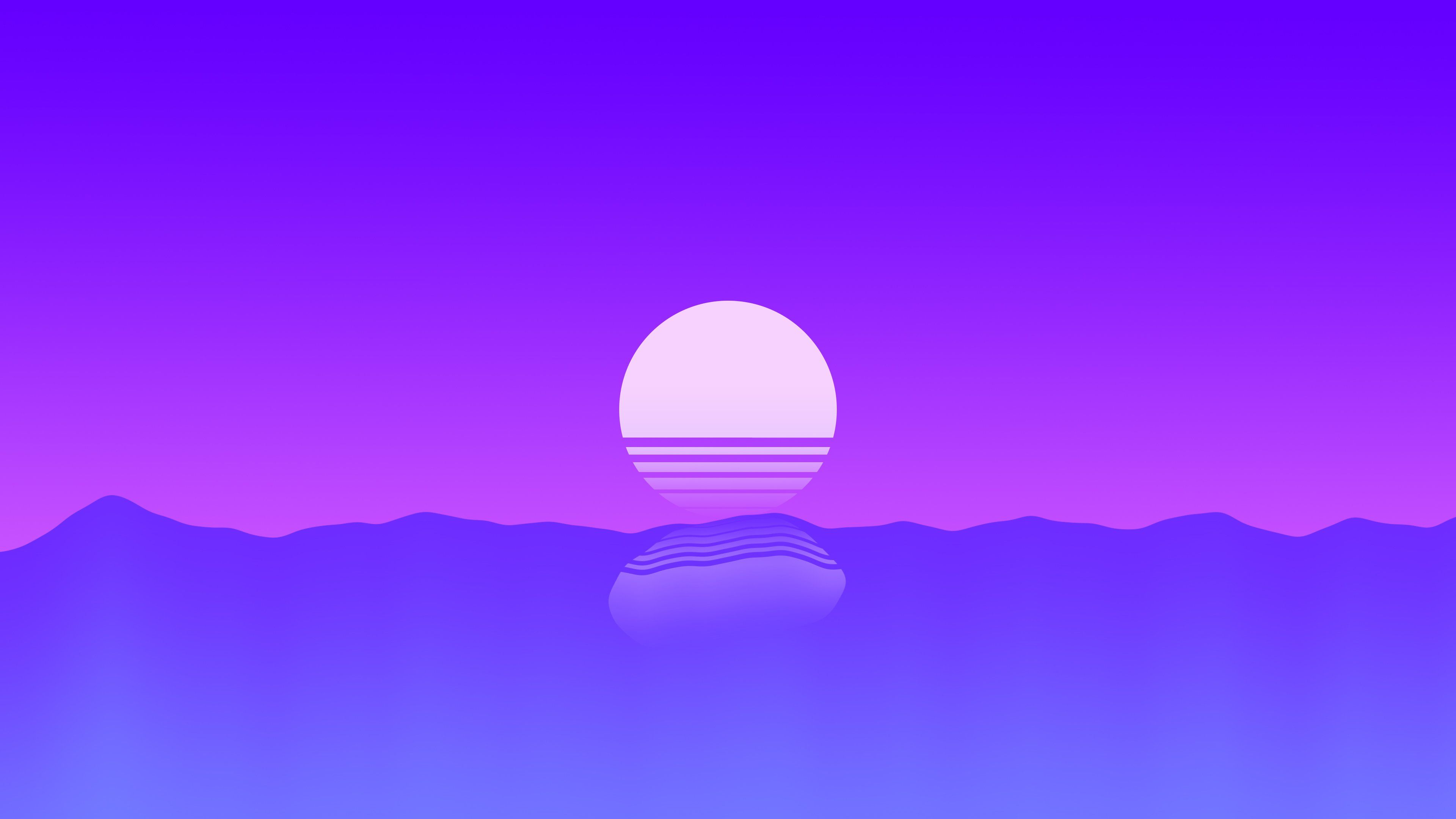 Purple Sunset Minimal 4K Wallpaper [3840 x 2160]