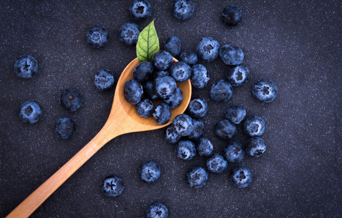 Wallpaper berries, blueberries, spoon, fresh, spoon, blueberry