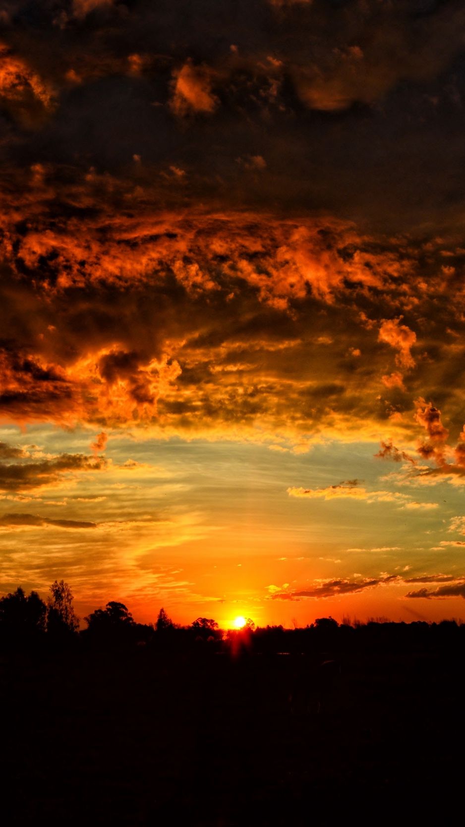 Sunset, clouds, orange sky wallpaper, background iphone