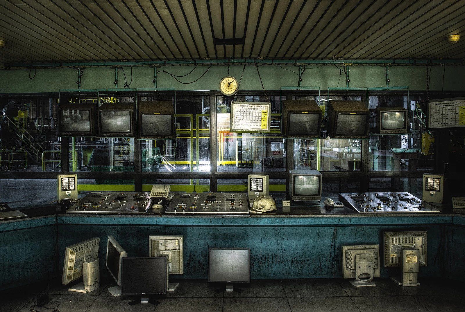 Abandoned control room for a steelworks in Chaleroi Belgium
