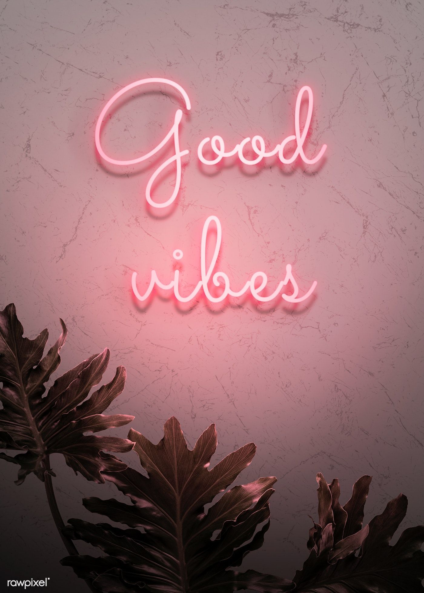 Download premium psd of Neon red good vibes on a wall 894340