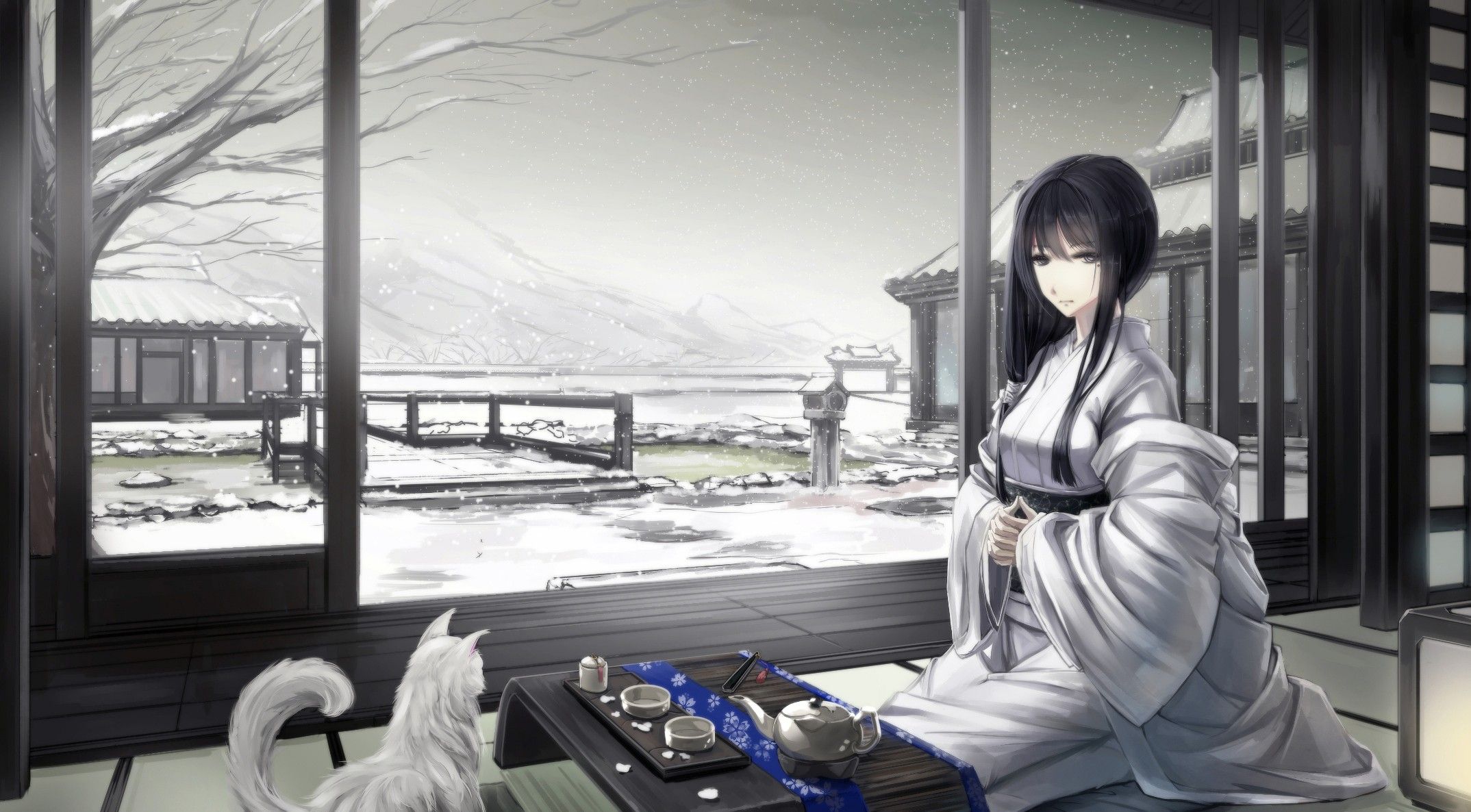 #original characters, #Asian architecture, #snow