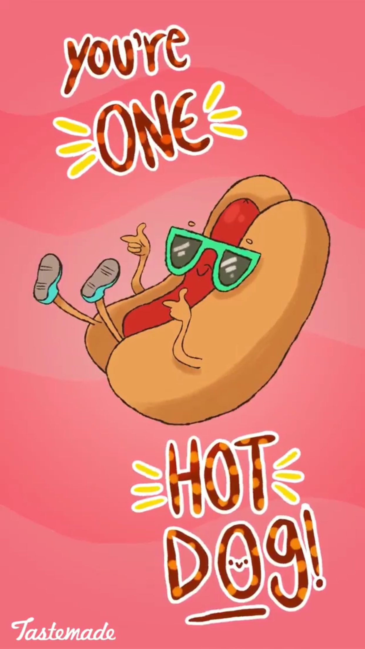 You're won hot dog pun, pick up line, wallpaper background lock screen for android cellphone iPhone from Tastemade. Funny food puns, Punny puns, Cute puns