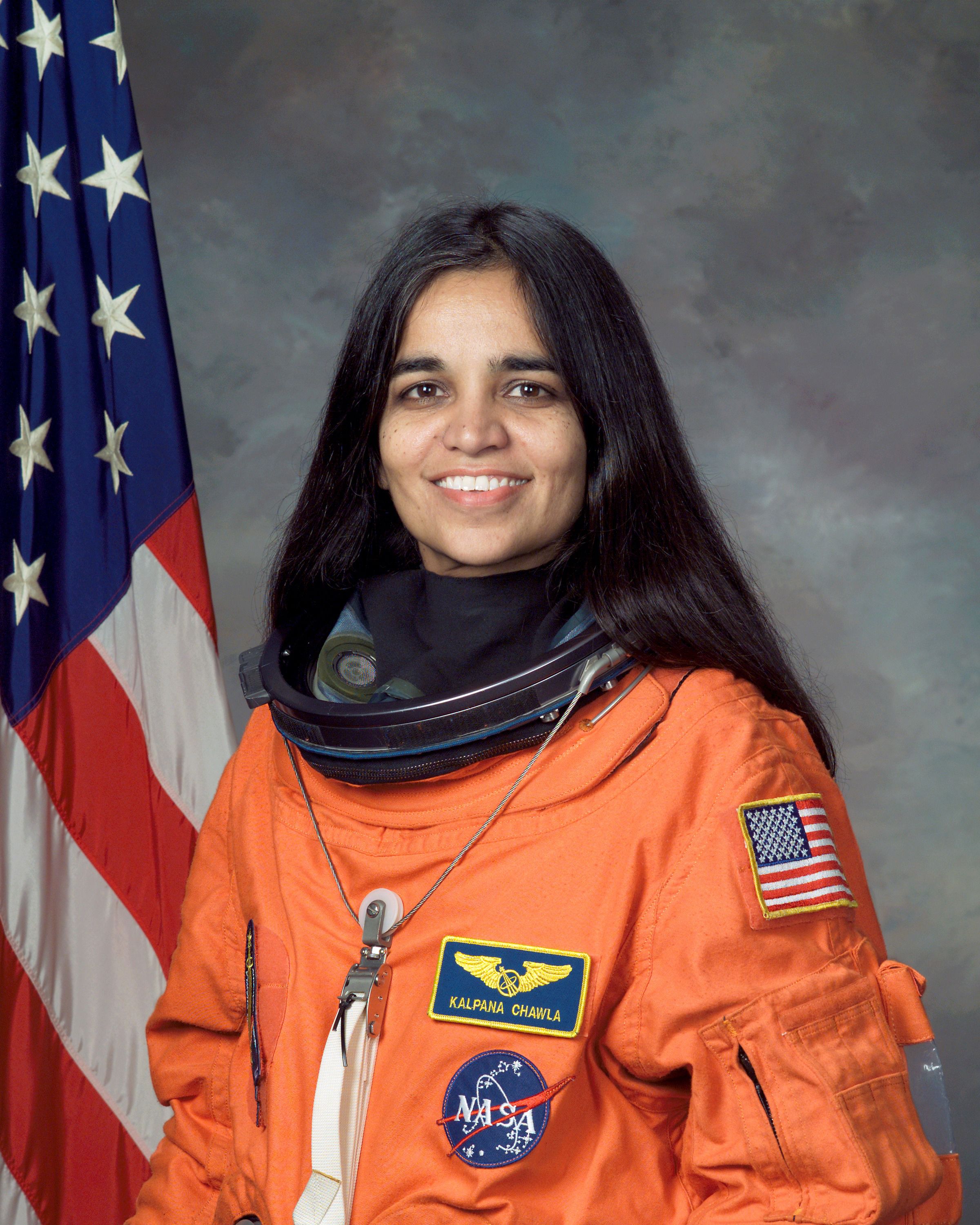 Kalpana Chawla, NASA photo portrait in orange