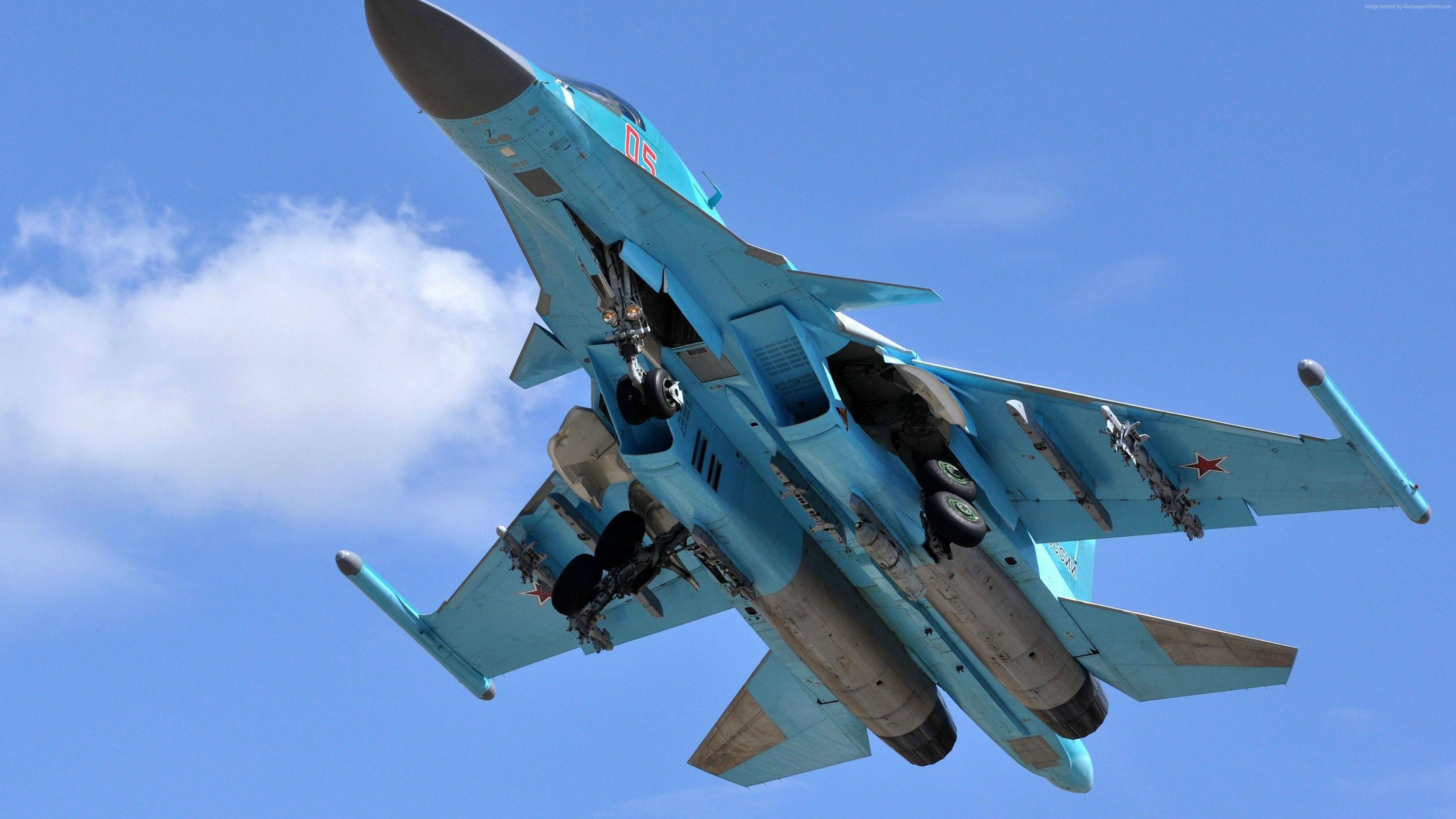 Wallpaper Sukhoi Su 34, Fighter Aircraft, Russian Army, Air Force