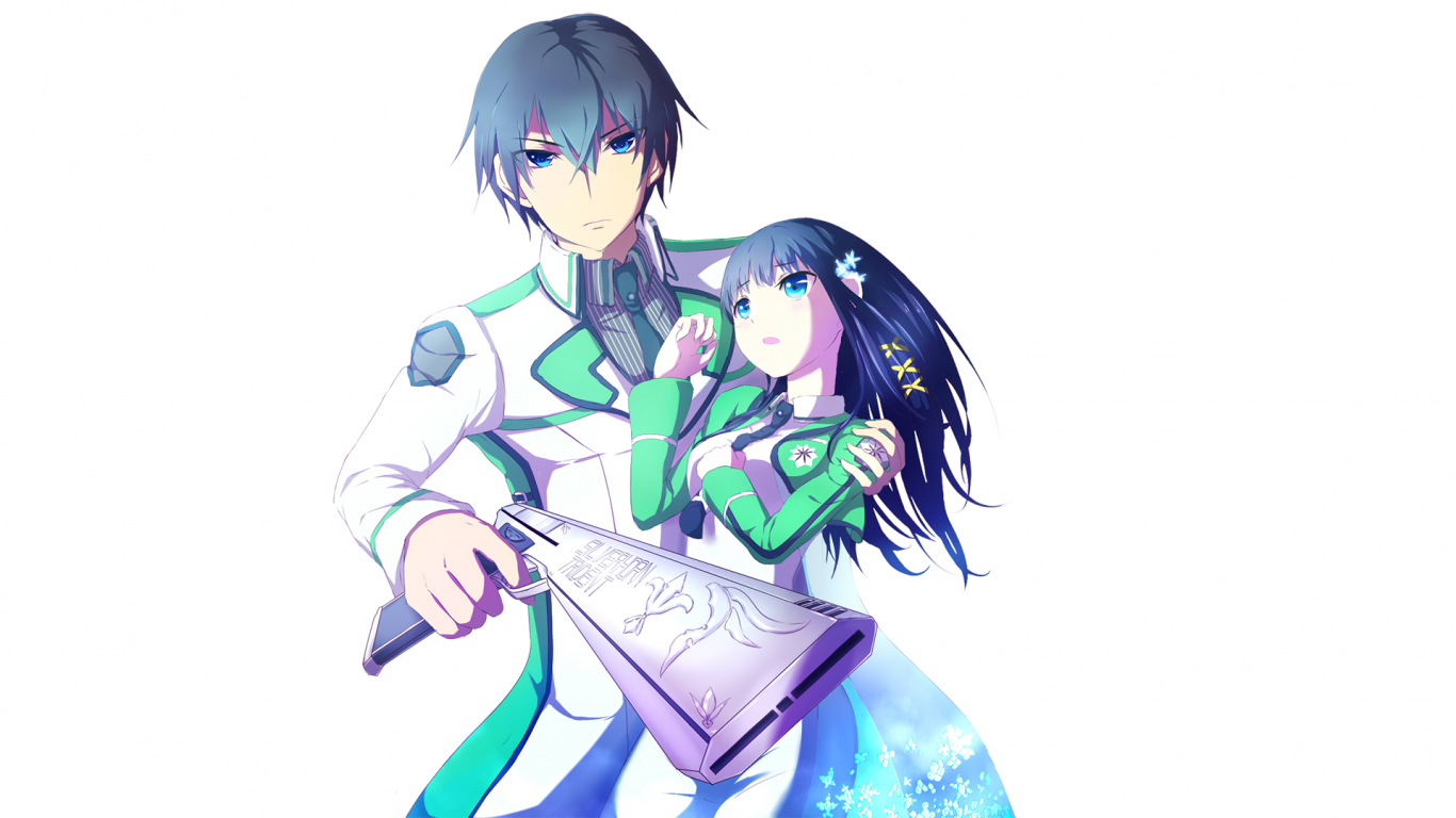 Download 1366x768 Mahouka Koukou No Rettousei, Shiba Miyuki, Shiba Tatsuya, Gun, Uniform Wallpaper for Laptop, Notebook