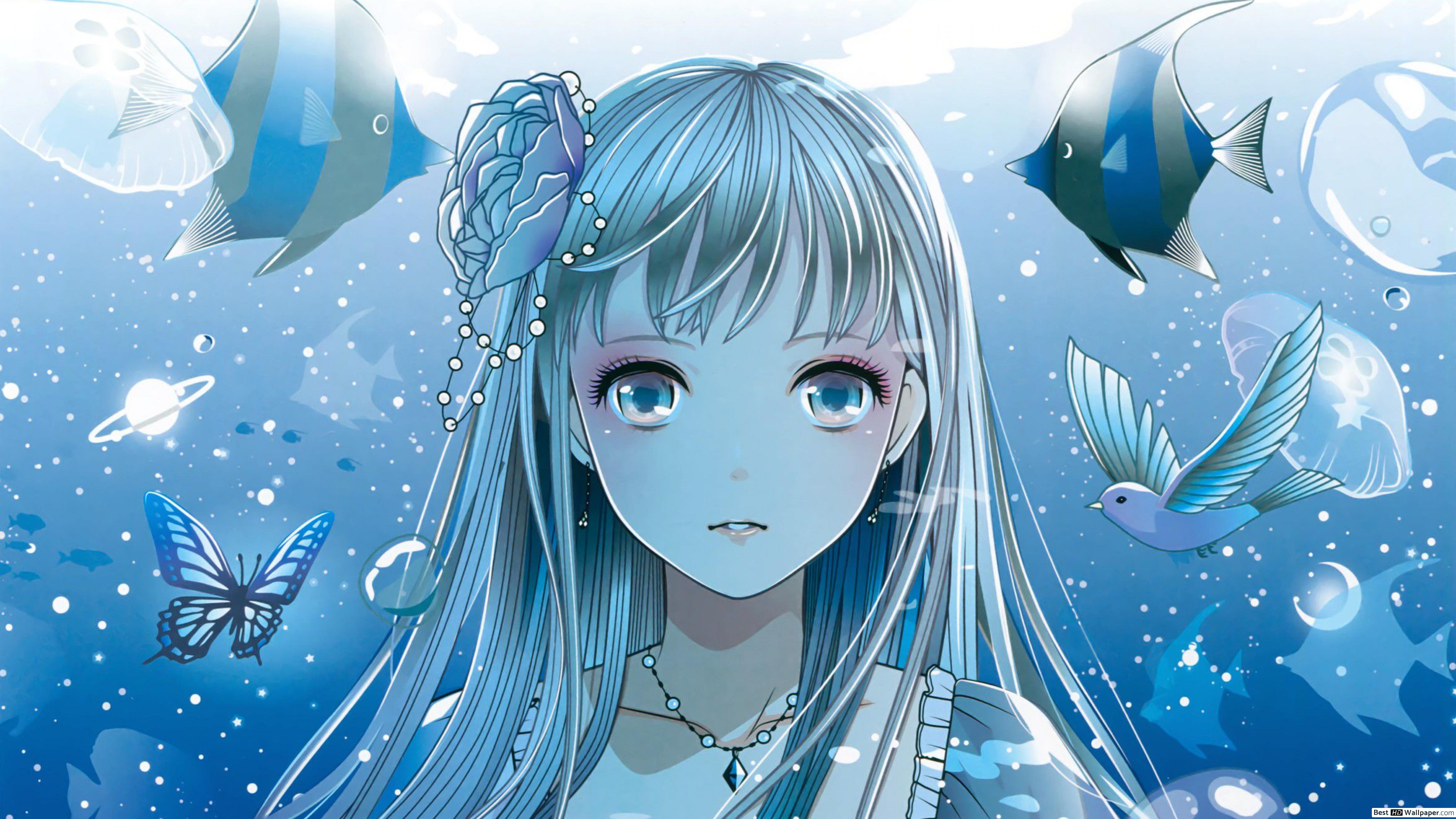 2. "Sad Anime Girl with Blue Hair" - wide 8
