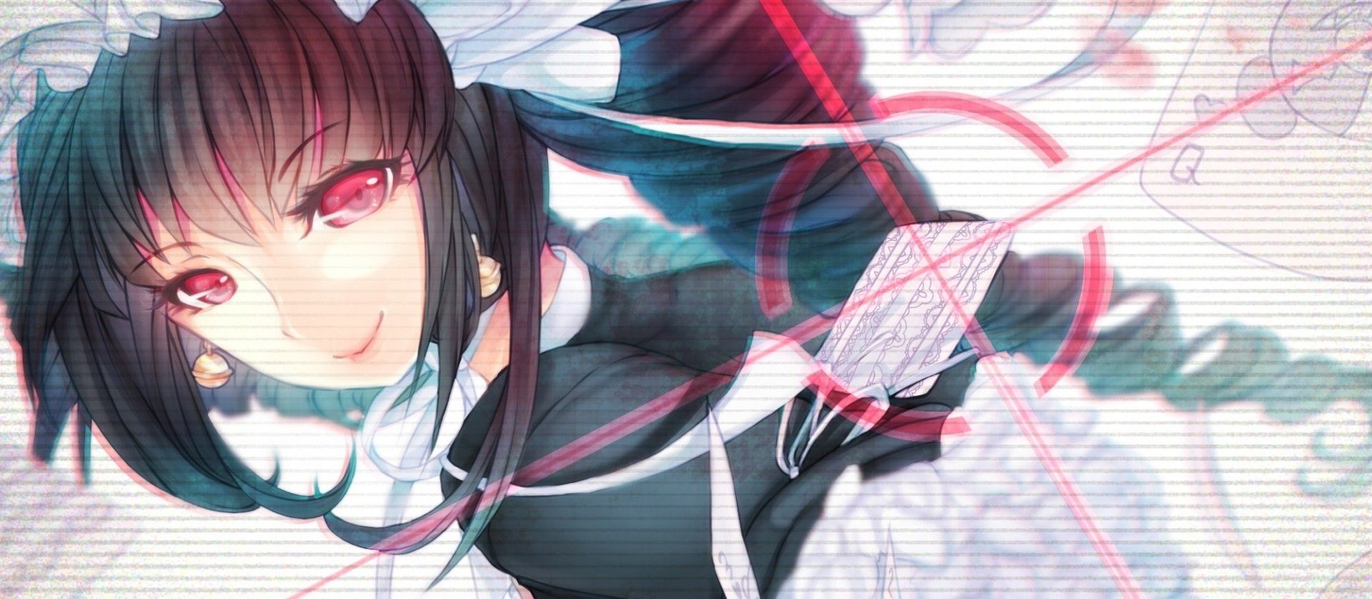 Download 1920x838 Danganronpa, Celestia Ludenberg, Red Eyes