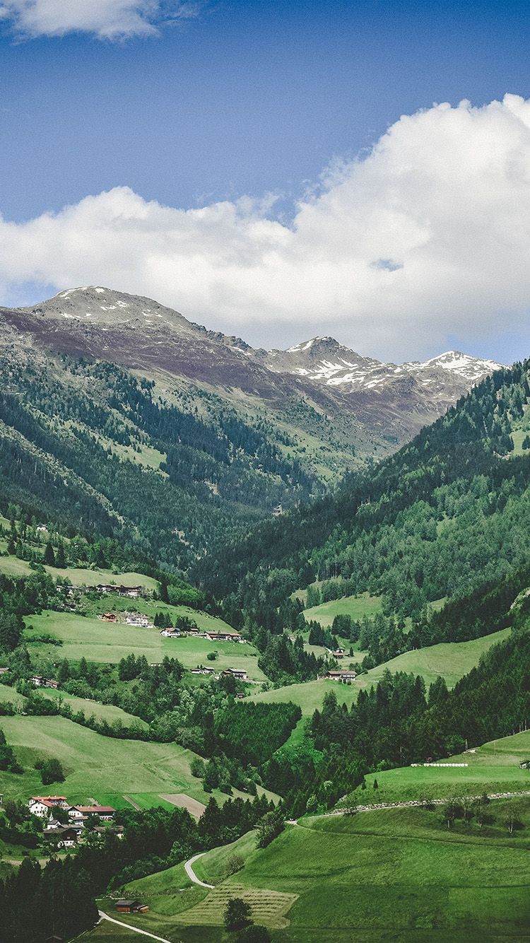iPhone X wallpaper. summer mountain town