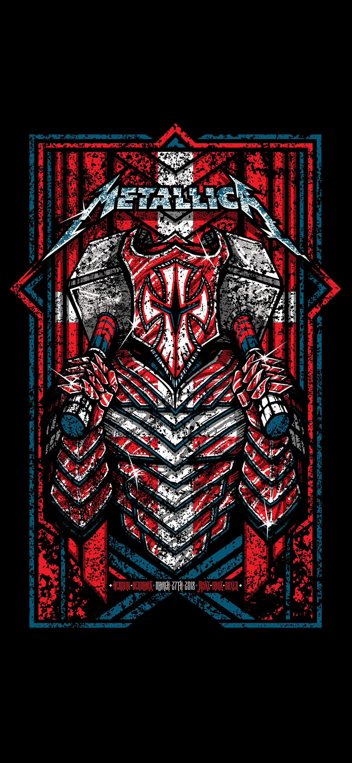 Metallica Tour Poster up the blacks, and resized for iPhone X. [1125x2436]